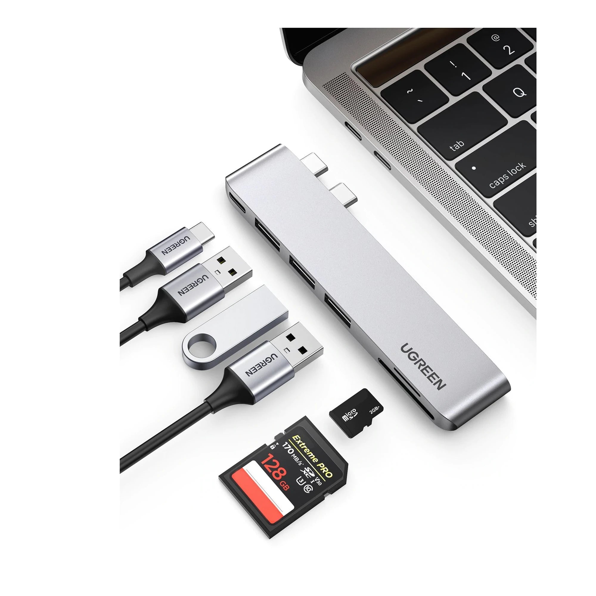 HUB MULTIFUNCIONAL PARA MACBOOK PRO/AIR, 3 PUERTOS USB3.0 + MEMORIASD + MEMORIATF+ PD-Megafonia y Audioevacuacion-UGREEN-Bsai Seguridad & Controles