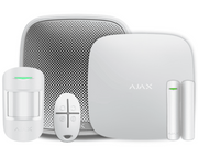 AJAX KIT BASIC EXT - PANEL DE ALARMA HUB 4G CONEXIÓN ETHERNET CON 1 RANURA  4G COLOR BLANCO / APP “AJAX PRO” IOS Y ANDROID , 1 SENSOR DE MOVIMIENTO, 1 DETECTOR PARA PUERTA O VENTANA, 1 CONTROL REMOTO Y UNA SIRENA EXTERIOR INALÁMBRICA