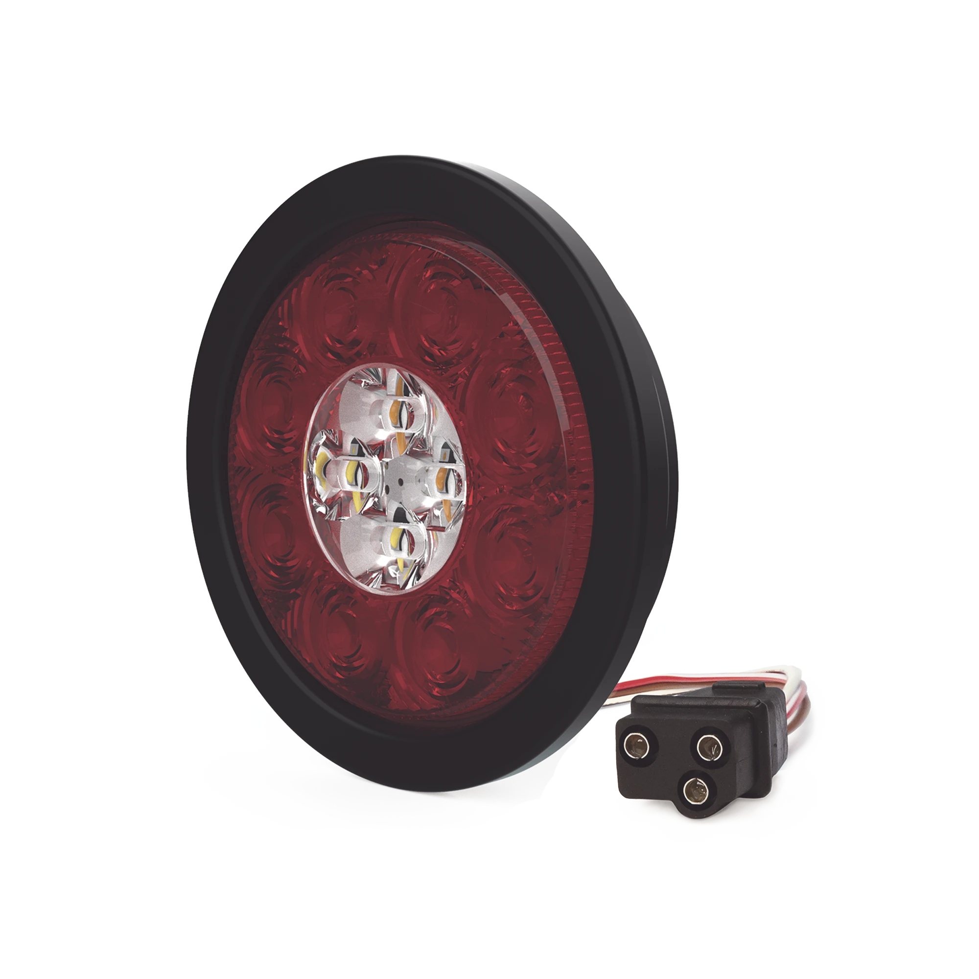 PLAFÓN CIRCULAR DE 5.4 PARA CAMIONES DE TRANSPORTE, 16 LED ULTRA BRILLANTES, COLOR ROJO/CLARO/AMBAR-Luces Perimetrales-ECCO-Bsai Seguridad & Controles