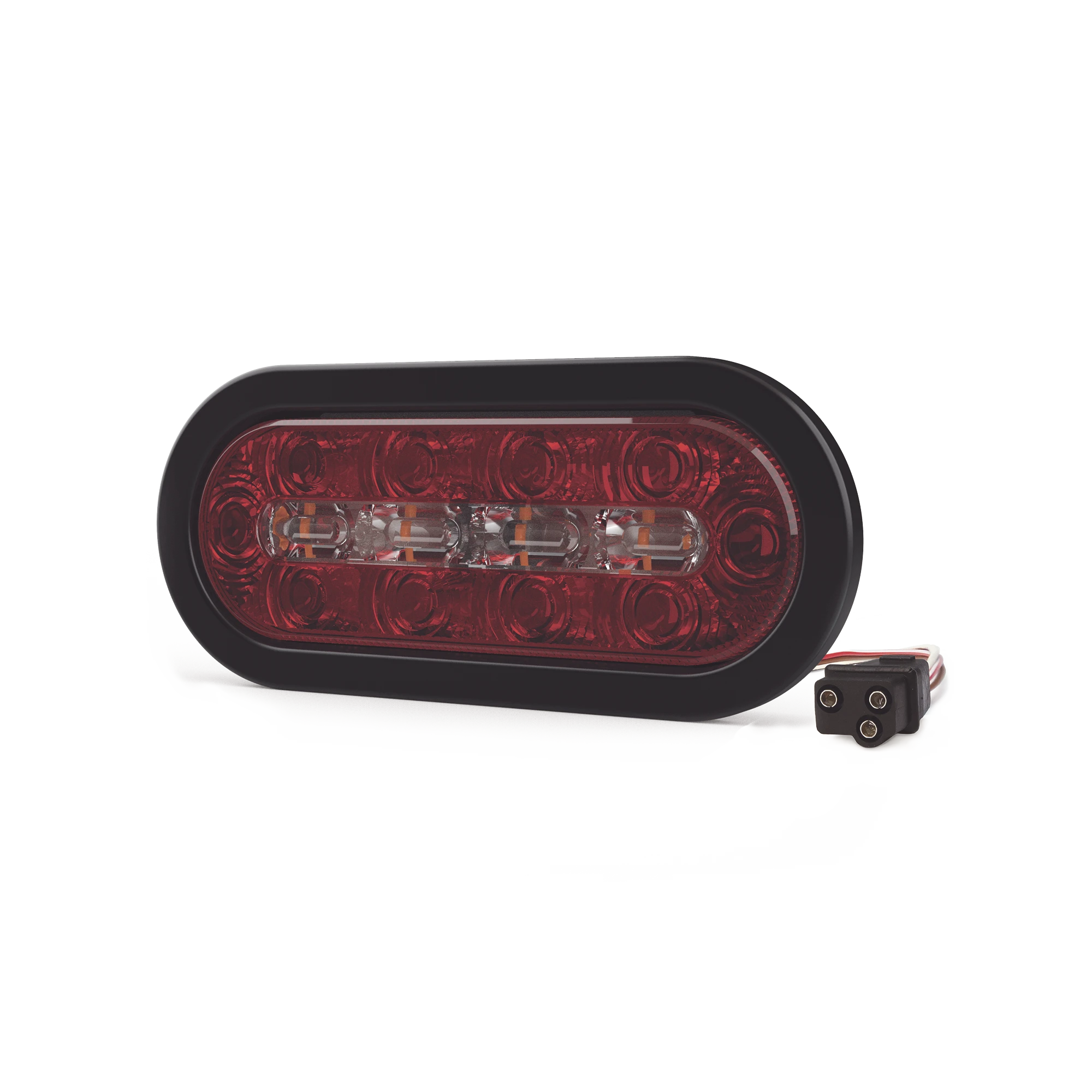 PLAFÓN OVALADO DE 7.5" PARA CAMIONES DE TRANSPORTE, 16 LED ULTRA BRILLANTES, COLOR ROJO/CLARO/AMBAR-Luces Auxiliares-ECCO-Bsai Seguridad & Controles