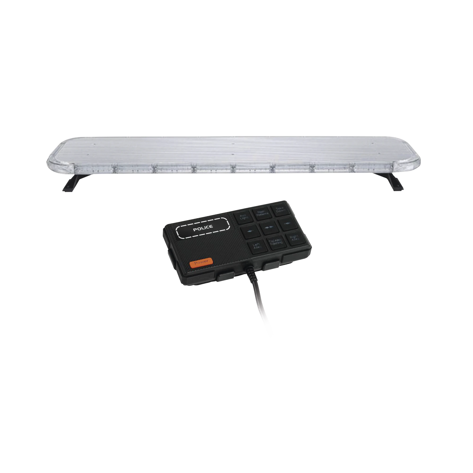 BARRA DE LUCES LED DE 47 ROJO/AZUL/AMBAR , DE 132 LEDS, CONTROLADOR INCLUIDO, IDEAL PARA EQUIPAR UNIDADES DE SEGURIDAD PUBLICA-Torretas-EPCOM INDUSTRIAL SIGNALING-Bsai Seguridad & Controles