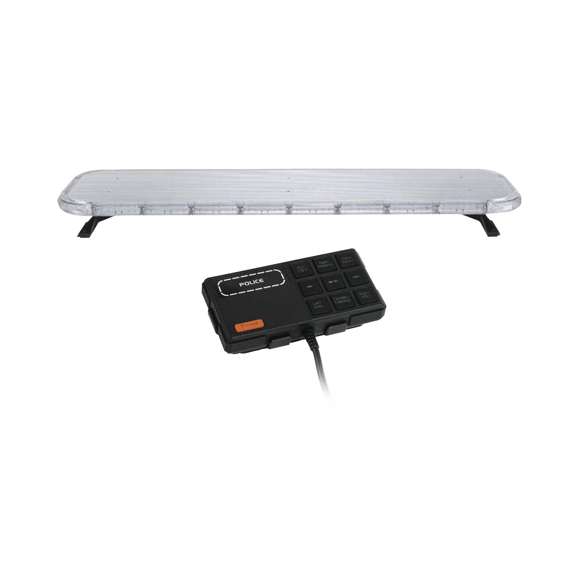 BARRA DE LUCES LED DE 47 ROJO/AZUL/AMBAR , DE 132 LEDS, CONTROLADOR INCLUIDO, IDEAL PARA EQUIPAR UNIDADES DE SEGURIDAD PUBLICA-Torretas-EPCOM INDUSTRIAL SIGNALING-Bsai Seguridad & Controles