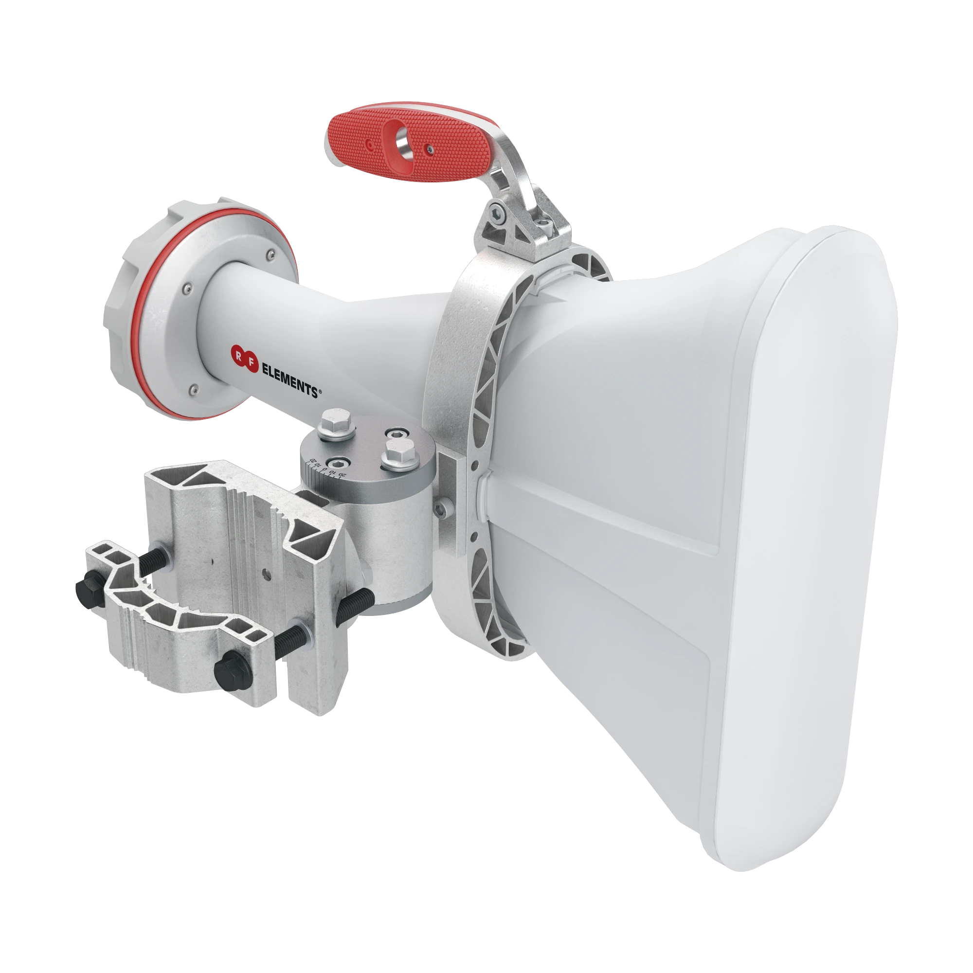 ANTENA ASIMÉTRICA DE 60° (60°H 25°V) 17 DBI TIPO CUERNO 5180-6000 MHZ ALTAMENTE EFICIENTE, SIN CABLES, SIN PERDIDAS, SIN LÓBULOS LISTAS PARA TWISTPORT, MONTAJE MEJORADO-Enlaces PtP y PtMP-RF ELEMENTS-Bsai Seguridad & Controles