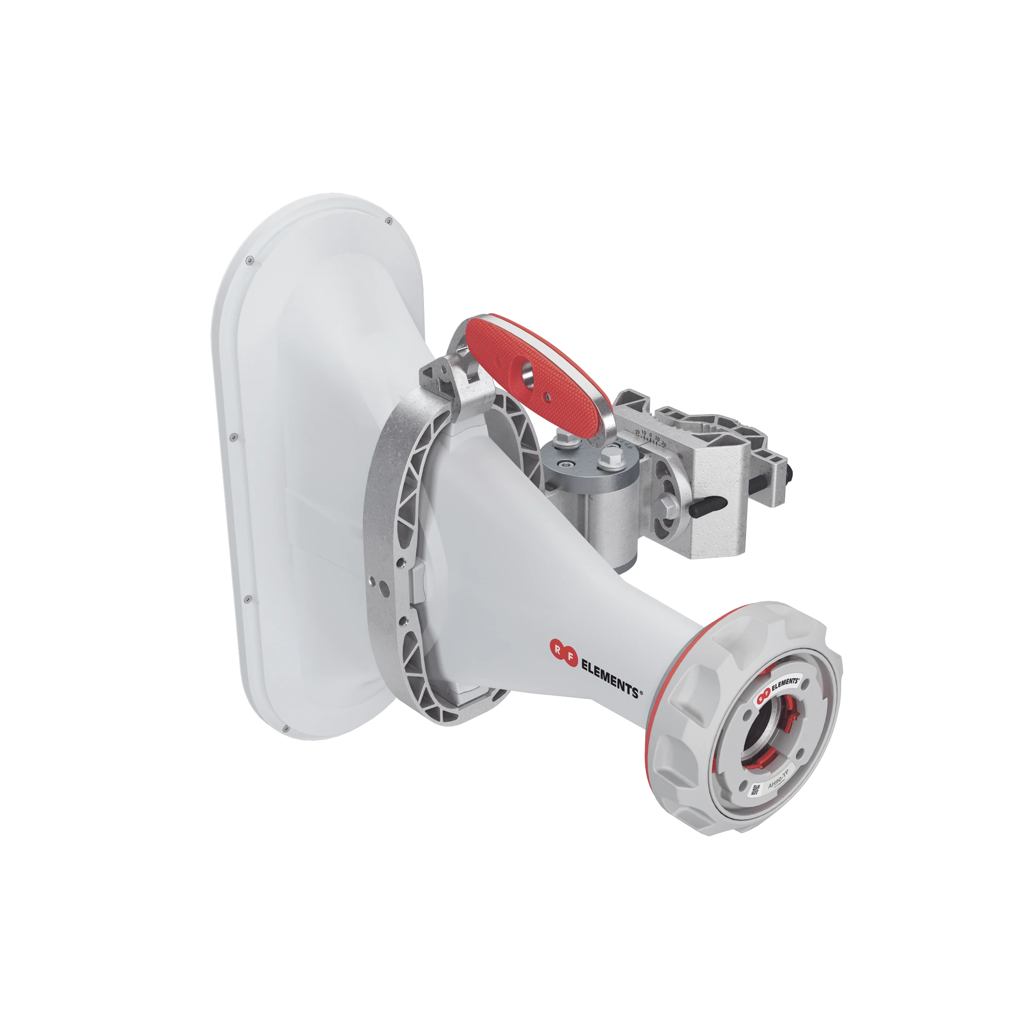 ANTENA ASIMÉTRICA DE 90° (90°H 25°V) 16 DBI TIPO CUERNO 5180-6000 MHZ ALTAMENTE EFICIENTE, SIN CABLES, SIN PERDIDAS, SIN LÓBULOS LISTAS PARA TWISTPORT, MONTAJE MEJORADO-Enlaces PtP y PtMP-RF ELEMENTS-Bsai Seguridad & Controles