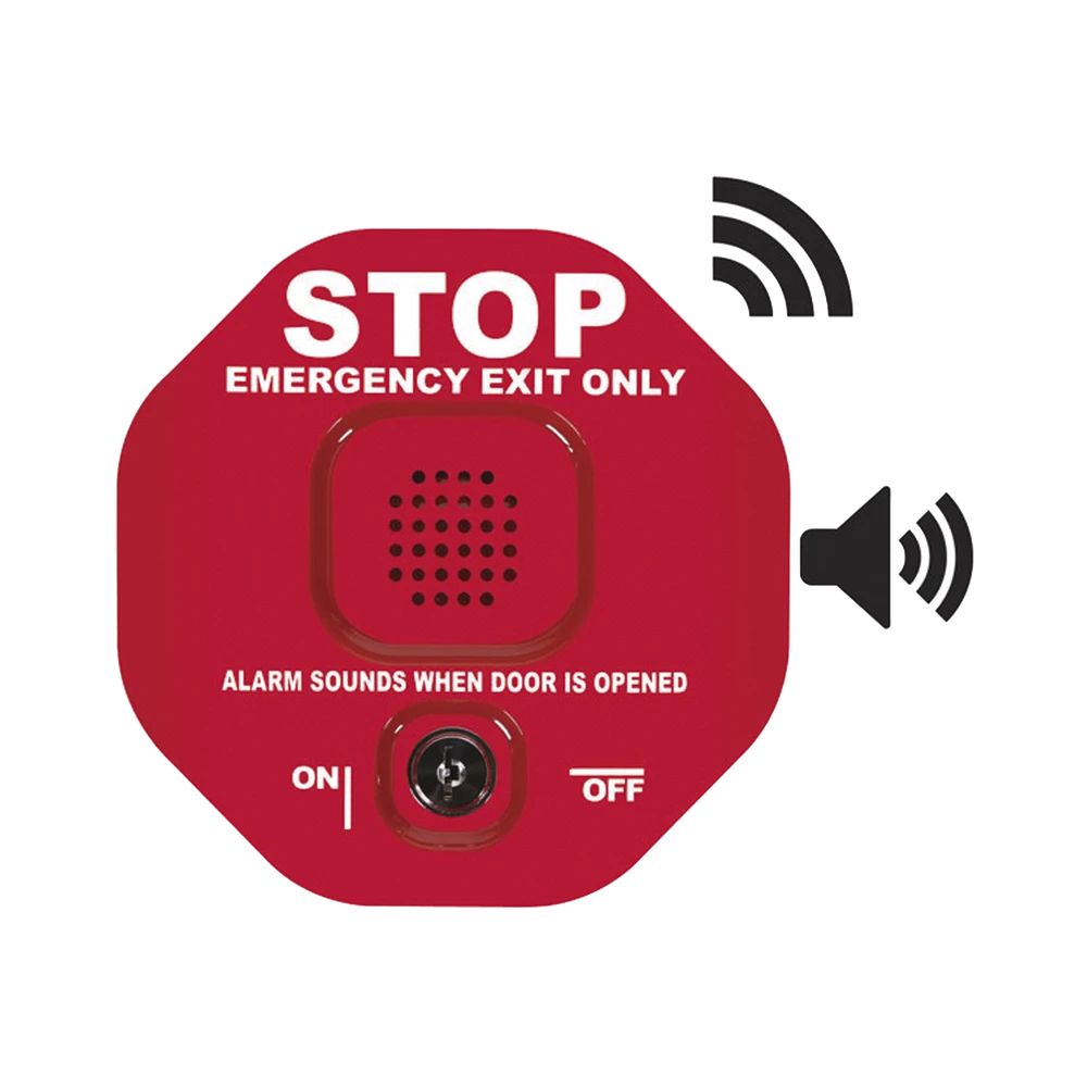 ANUNCIADOR AUDIBLE INALÁMBRICO PARA SALIDA DE EMERGENCIA, TEXTO EN INGLÉS-Sirenas-STI-Bsai Seguridad & Controles