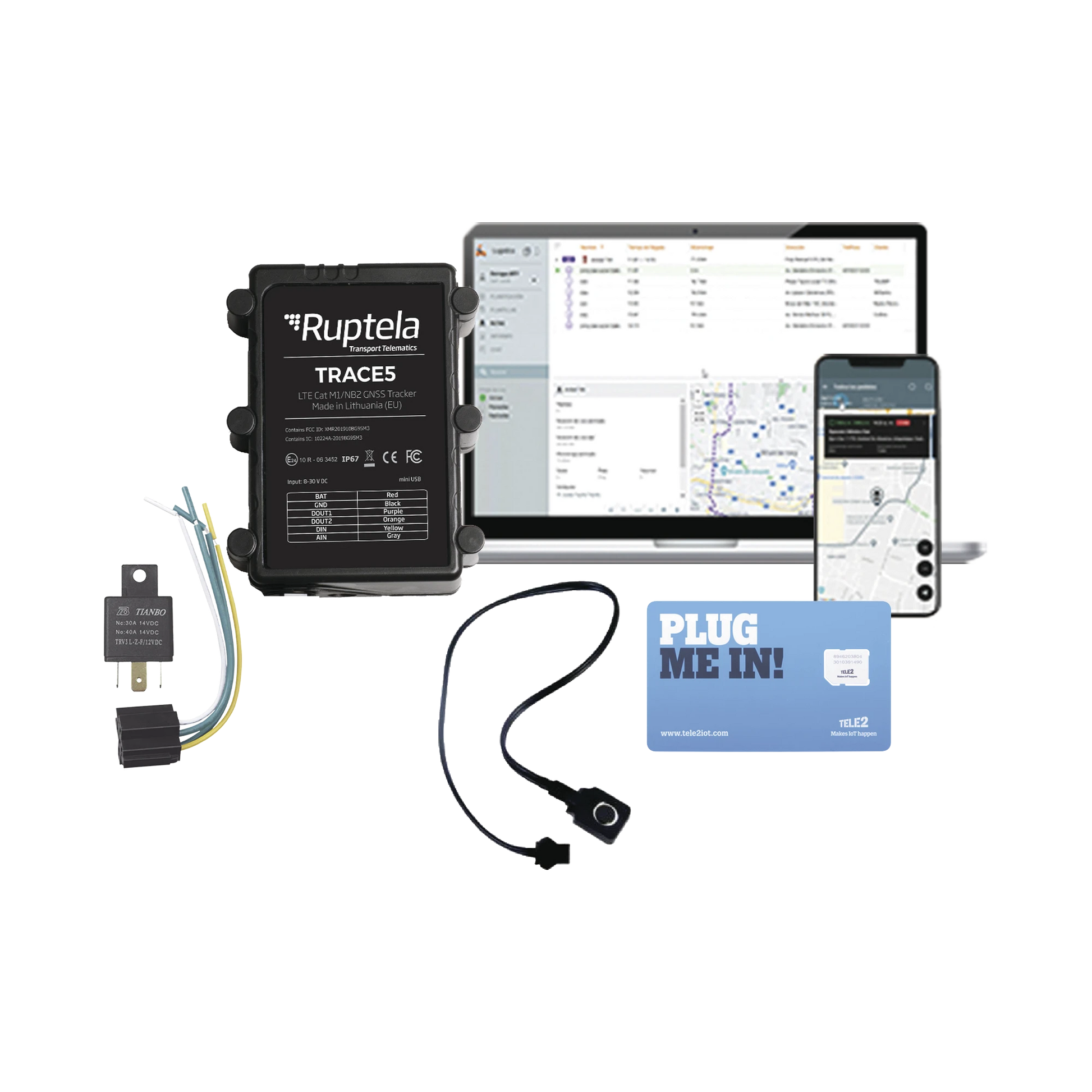 KIT LOCALIZADOR VEHICULAR 2G Y 4G IP67 / RASTREO / CONDUCCIÓN EFICIENTE / DETECCION DE JAMMER / IDEAL PARA MOTOCICLETAS / APAGADO REMOTO-IoT, GPS y Telemática-RUPTELA-Bsai Seguridad & Controles