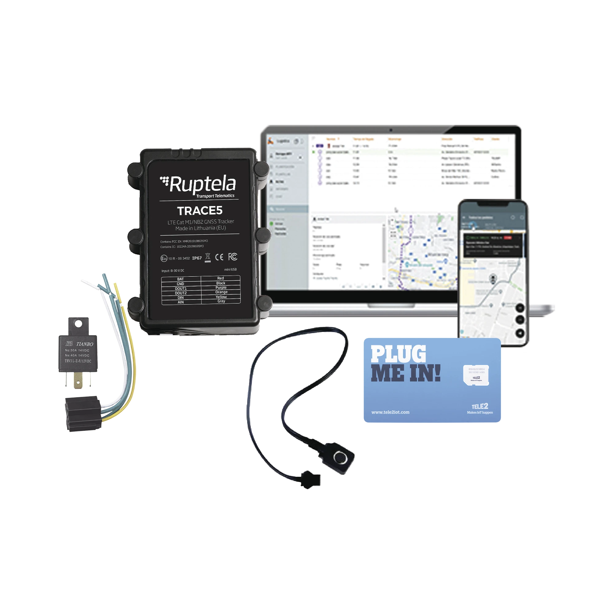 KIT LOCALIZADOR VEHICULAR 2G Y 4G IP67 / RASTREO / CONDUCCIÓN EFICIENTE / DETECCION DE JAMMER / IDEAL PARA MOTOCICLETAS / APAGADO REMOTO-IoT, GPS y Telemática-RUPTELA-Bsai Seguridad & Controles