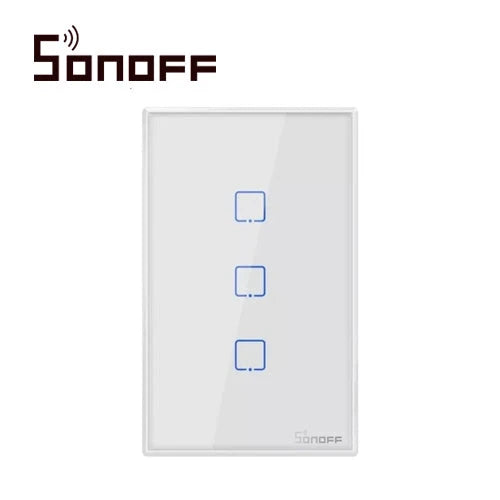 APAGADOR DE PARED TOUCH ON/OFF SONOFF T2US3C (NUEVA VERSIÓN) SMART INALÁMBRICO WIFI PARA SOLUCIÓN DE SMART HOME CON TEMPORIZADOR PARA IOS Y ANDROID COMPATIBLE CON ALEXA/GOOGLE HOME/IFTTT 3CH WIFI 2.4GHZ RF 433 HASTA 2AMP POR CANAL-Sonoff-SONOFF-Bsai Seguridad & Controles