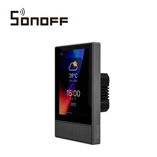 APAGADOR INTELIGENTE DE 2 UNIDADES CON PANTALLA TACTIL WIFI 2.4 GHZ + BLUETOOTH SONOFF NSPANEL-US CAPAZ DE CONTROLAR HASTA 8 DISPOSITIVOS SONOFF O ESCENAS INTELIGENTES-Automatizacion - Casa Inteligente-SONOFF-SONOFF NSPANEL-Bsai Seguridad & Controles