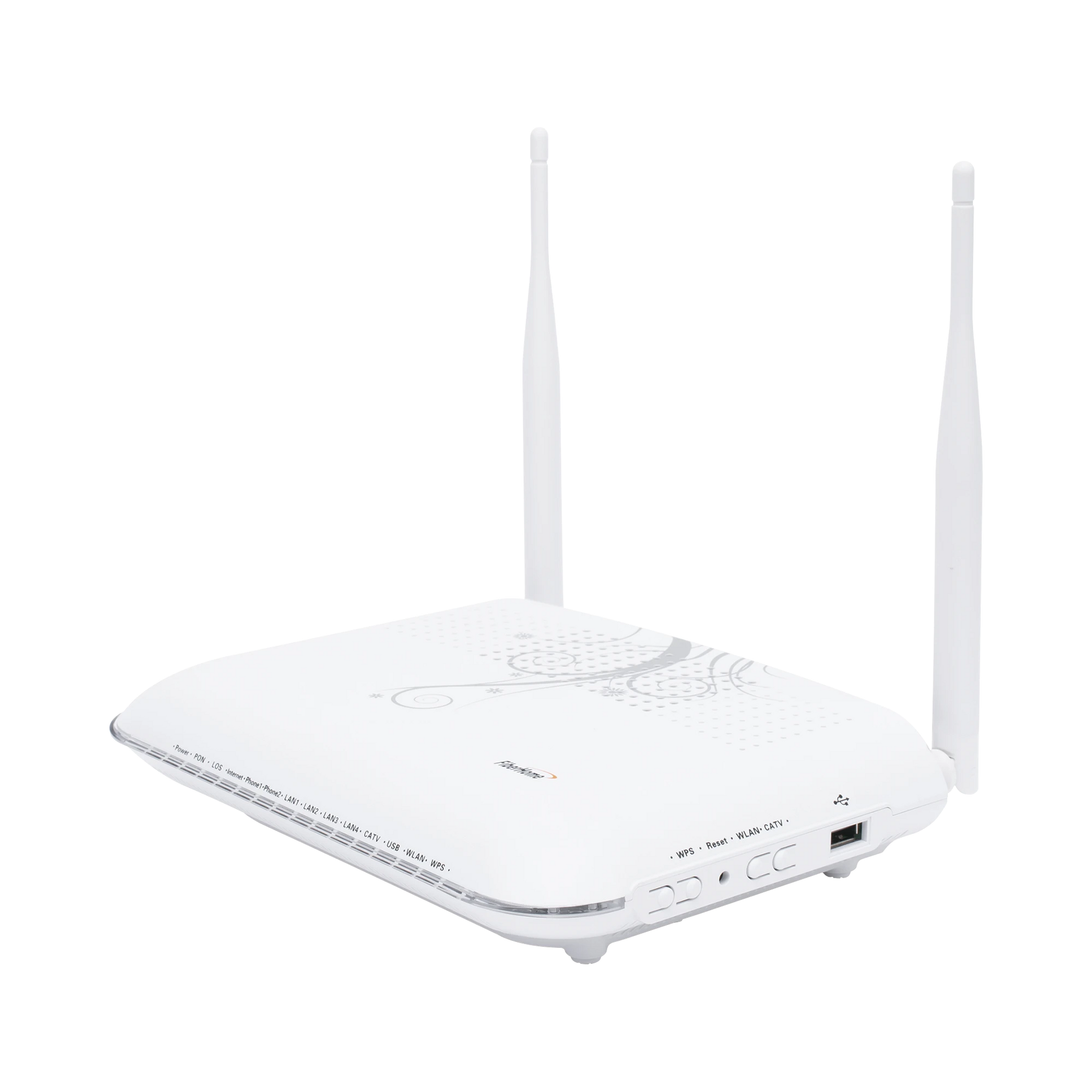 ONU GPON CON 4 PUERTOS GIGABIT ETHERNET + 2 POTS + 1 USB + 1 CATV (RF) + WIFI 2.4 GHZ, CONECTOR SC/APC-Redes FTTH/PON-FIBERHOME-Bsai Seguridad & Controles