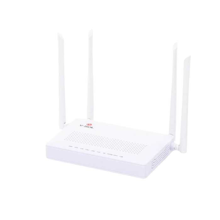 ONU DUAL GPON/EPON CON WI-FI AC DE DOBLE BANDA, 1 PUERTO SC/APC + 2 PUERTOS LAN GIGABIT + 1 PUERTO FXS + 1 PUERTO CATV-Redes FTTH/PON-V-SOL-HG323ACT-Bsai Seguridad & Controles