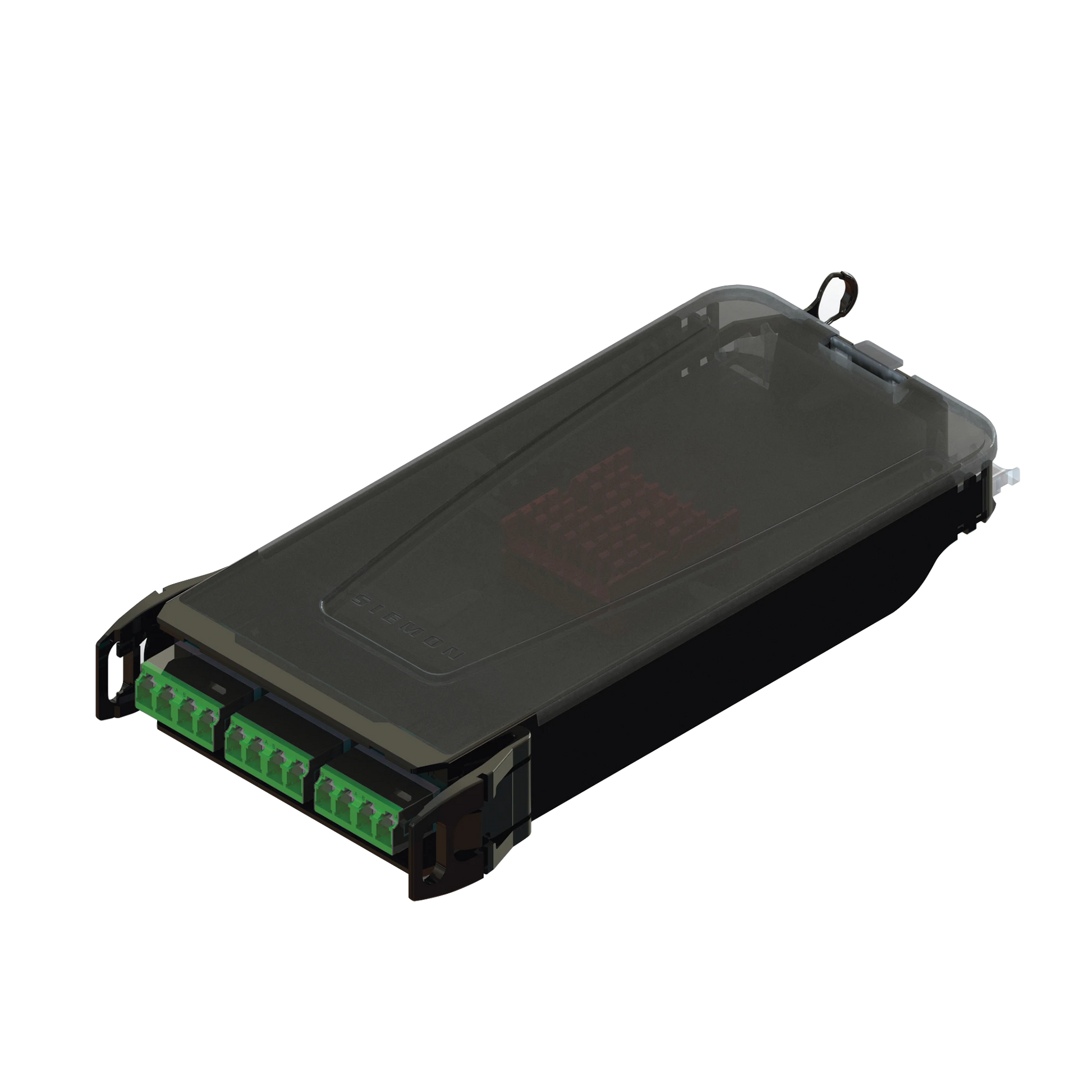 CASSETTE DE EMPALME LIGHTVERSE, ACEPTA 12 FIBRAS CON CONECTORES LC/APC “SHUTTERED” PARA FIBRA MONOMODO, VERDE, INCLUYE TAPAS CUBRE POLVO ABATIBLES INTEGRADAS POR CADA CONECTOR.-Fibra Óptica-SIEMON-Bsai Seguridad & Controles