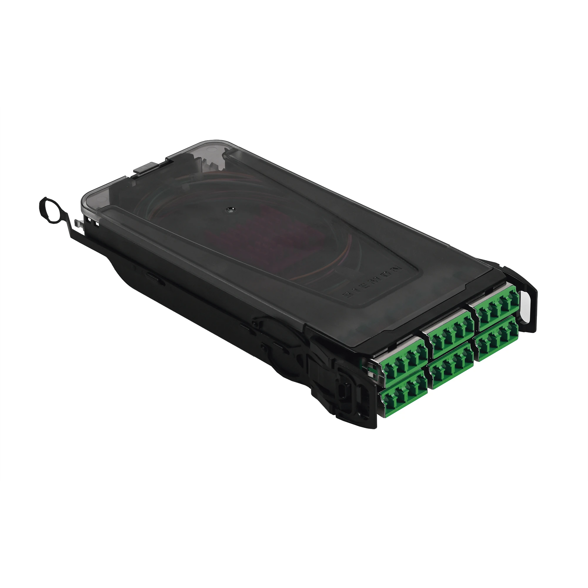 CASSETTE DE EMPALME LIGHTVERSE, ACEPTA 24 FIBRAS CON CONECTORES LC/APC “SHUTTERED” PARA FIBRA MONOMODO, VERDE, INCLUYE TAPAS CUBRE POLVO ABATIBLES INTEGRADAS POR CADA CONECTOR.-Fibra Óptica-SIEMON-Bsai Seguridad & Controles