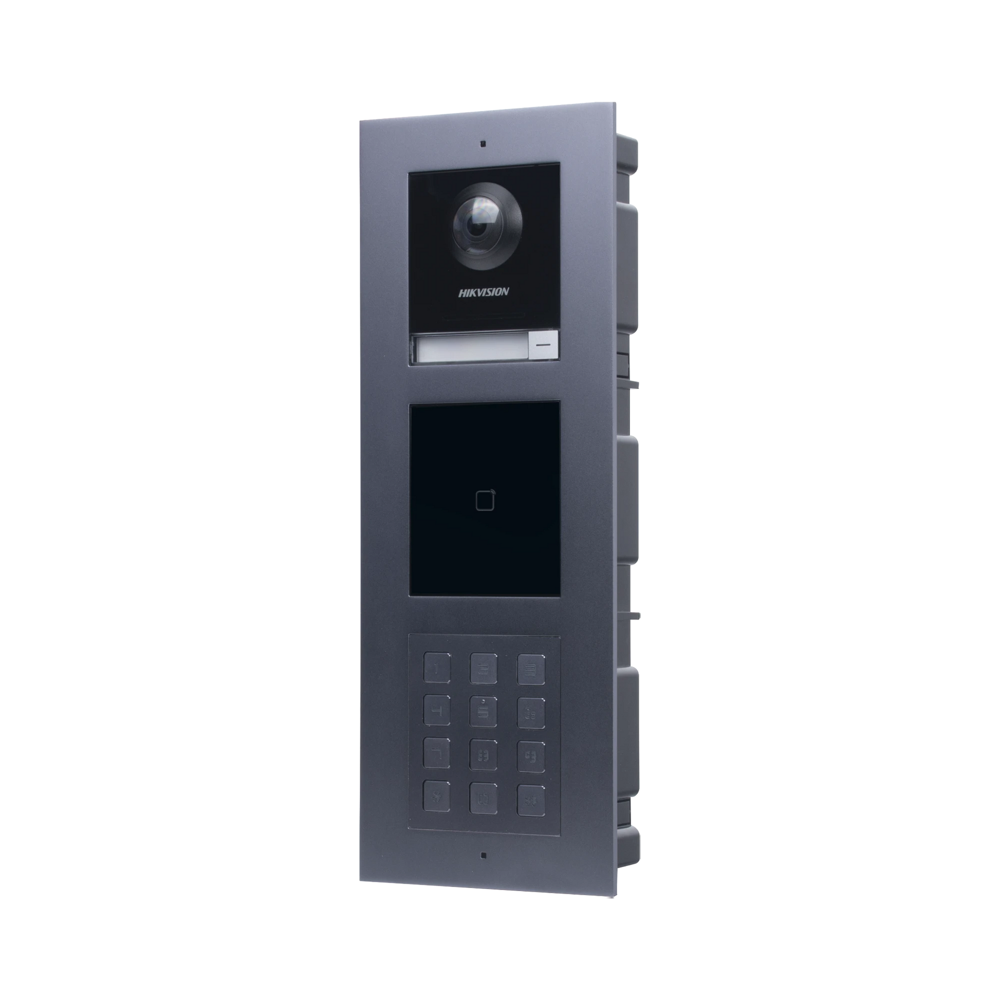 VIDEOPORTERO IP MULTIAPARTAMENTO CON LLAMADA A APP DE SMARTPHONE Y LECTOR DE TARJETAS EM / 2DA GENERACIÓN (MODULAR) / MONTAJE PARA EMPOTRAR INCLUIDO / APERTURA CON CONTRASEÑAS Y TARJETAS-Videoporteros e Interfonos-HIKVISION-Bsai Seguridad & Controles