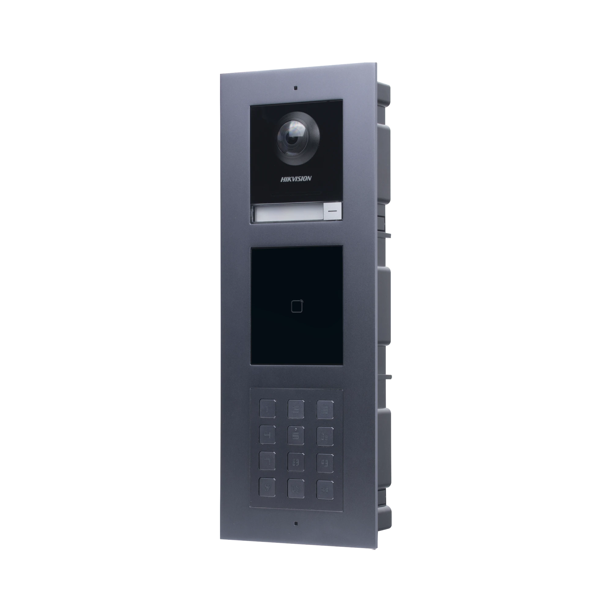 VIDEOPORTERO IP MULTIAPARTAMENTO CON LLAMADA A APP DE SMARTPHONE Y LECTOR DE TARJETAS EM / 2DA GENERACIÓN (MODULAR) / MONTAJE PARA EMPOTRAR INCLUIDO / APERTURA CON CONTRASEÑAS Y TARJETAS-Videoporteros e Interfonos-HIKVISION-Bsai Seguridad & Controles