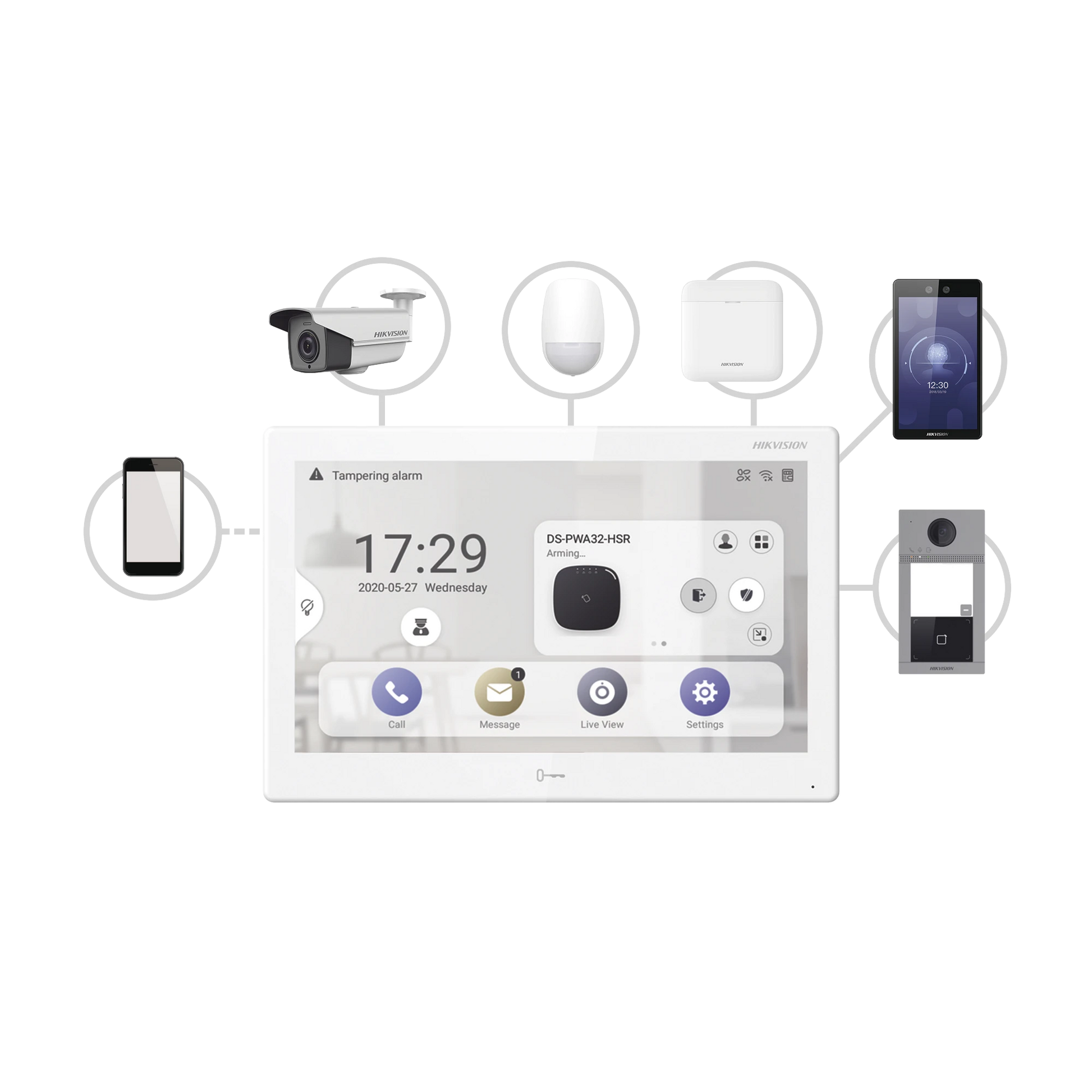MONITOR TOUCH IP / WIFI / ANDROID 7" / INTEGRACIÓN CON VIDEOPORTEROS IP, CCTV, PANEL DE ALARMA AXPRO Y BIOMÉTRICOS DE ACCESO / CENTRO DE ADMINISTRACIÓN / VÍDEO EN VIVO / POE ESTÁNDAR / APERTURA REMOTA-Porteros-HIKVISION-Bsai Seguridad & Controles