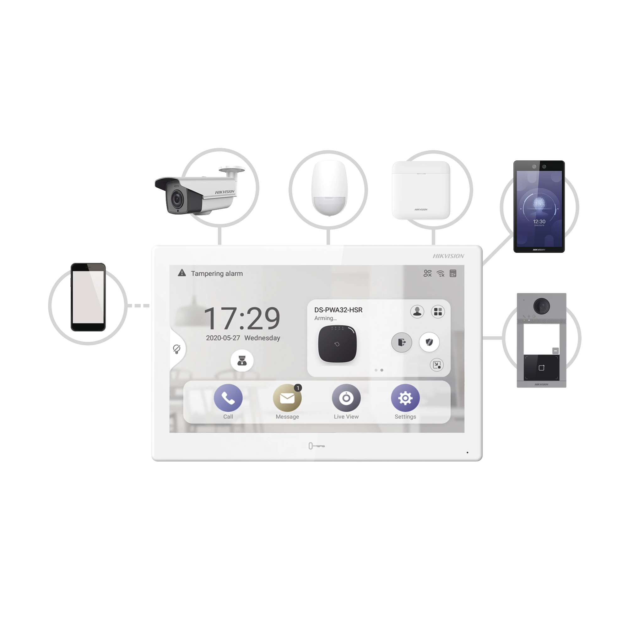 MONITOR TOUCH IP / WIFI / ANDROID 7" / INTEGRACIÓN CON VIDEOPORTEROS IP, CCTV, PANEL DE ALARMA AXPRO Y BIOMÉTRICOS DE ACCESO / CENTRO DE ADMINISTRACIÓN / VÍDEO EN VIVO / POE ESTÁNDAR / APERTURA REMOTA-Porteros-HIKVISION-Bsai Seguridad & Controles