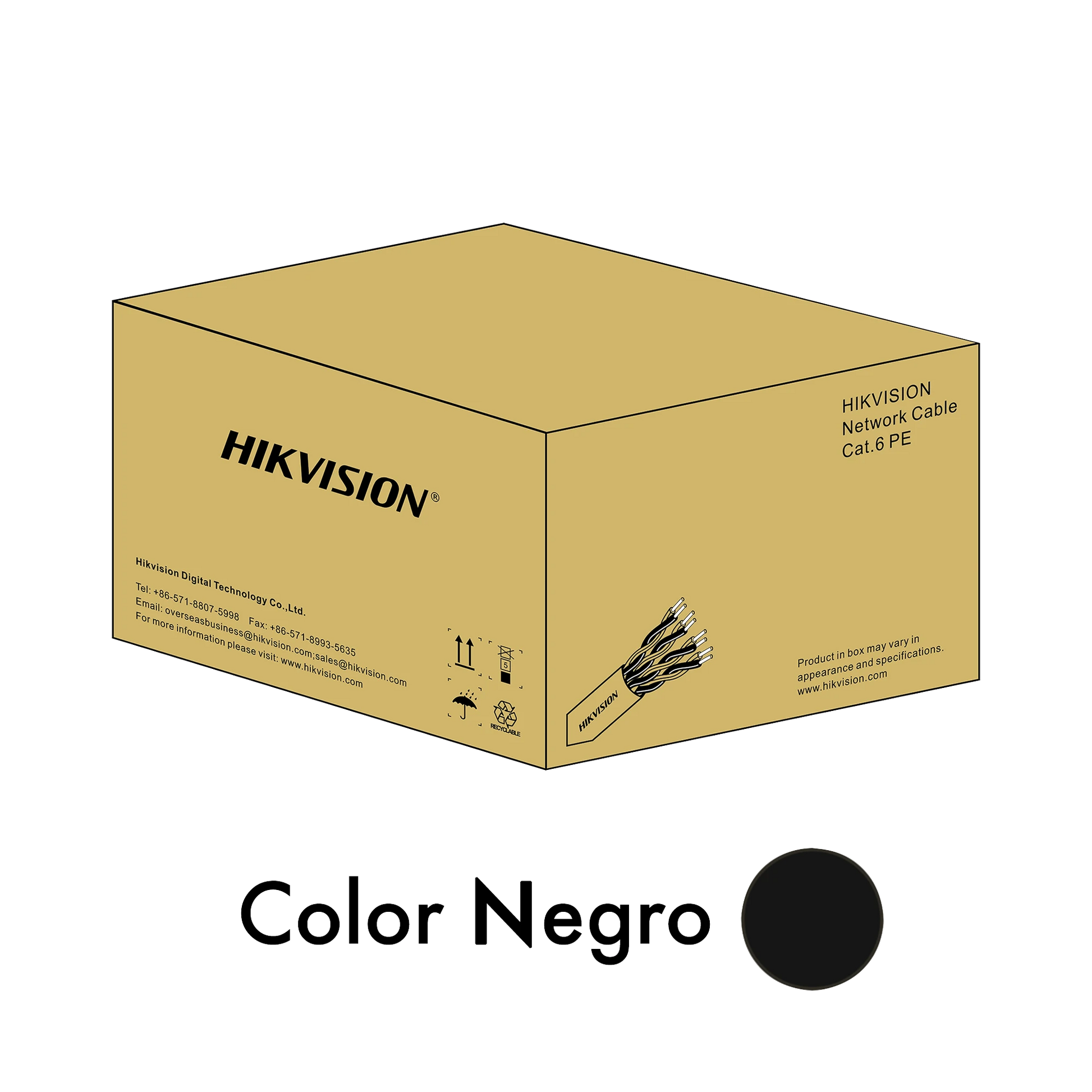 BOBINA DE CABLE UTP 305 MTS / CAT 6 (23 AWG) / COLOR NEGRO / PE (POLIETILENO) / USO EN EXTERIOR / 100% COBRE / APLICACIONES DE CCTV Y REDES DE DATOS-Cables y Conectores-HIKVISION-Bsai Seguridad & Controles