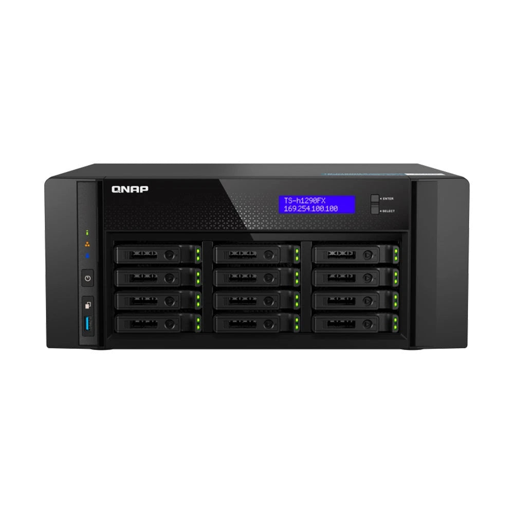 NAS QNAP TS-H1290FX-7232P-64G-US PROCESADOR AMD EPYC/ MEMORIA RAM 64GB / 12 BAHIAS FRONTALES SATA-NVME 2.5 PULGADAS / 2 PUERTOS RJ45 2.5GBE + 2 PUERTOS 25GBE SFP28 / MONTAJE EN ESCRITORIO / APLICACIONES DE USOENTERPRISE Y DATA CENTER-Servidores NAS / STORAGE-QNAP-Bsai Seguridad & Controles