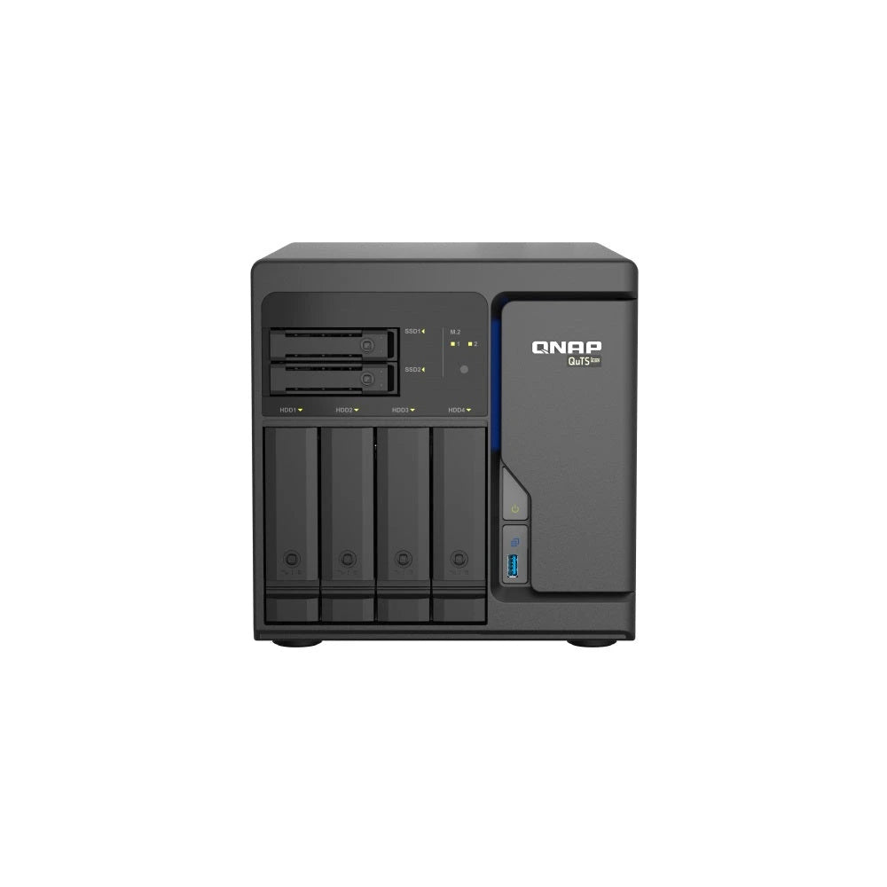 NAS QTS HERO QNAP TS-H686-D1602-8G-US PROCESADOR INTEL XEON D1602 / MEMORIA RAM 8GB / 4 BAHIAS FRONTALES SATA 3.5 PULGADAS + 2 BAHIAS FRONTALES SATA 2.5 PULGADAS / 4 PUERTOS RJ45 2.5GBE / MONTAJE EN ESCRITORIO / APLICACIONES PYMES PARA COMPARTIR Y RES...-Servidores NAS / STORAGE-QNAP-Bsai Seguridad & Controles