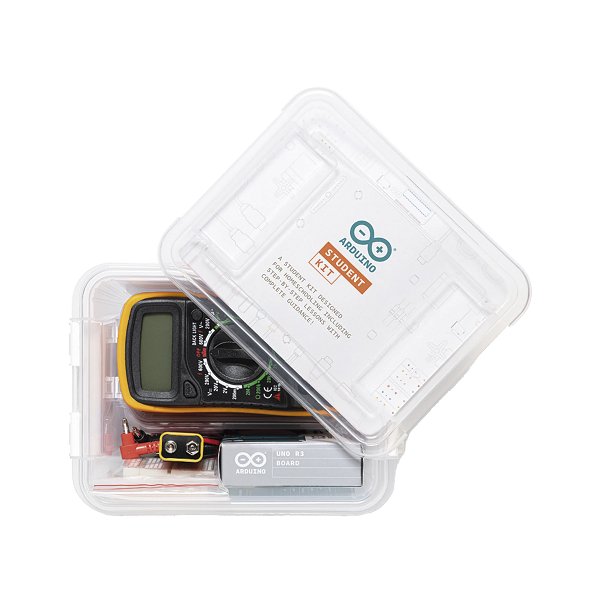 ARDUINO STUDENT KIT,,ES UN COMPLETO RECURSO MULTILENGUAJE DE APRENDIZAJE DISEÑADO PARA ENSEÑAR LOS FUNDAMENTOS DE ELECTRÓNICA Y PROGRAMACIÓN A ESTUDIANTES DE 11 AÑOS EN ADELANTE, SIN NECESIDAD DE EXPERIENCIA PREVIA-Drones, Robots e Industrial-ARDUINO LLC-Bsai Seguridad & Controles