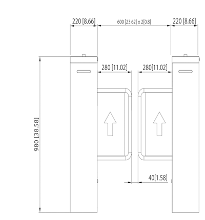DAHUA ASGB521H-D - SWING BARRIER MEDIA PARA EXTERIOR/ 1 CARRIL/ MOTOR ELECTRICO CD/ ACERO INOXIDABLE/ PUERTO RS232/ SOPORTA CONTEO DE ENTRADA Y SALIDA/ 20PERSONAS X MINUTO/ ENTRADA DE ALARMA DE INCENDIO PARA DESBLOQUEO/-Swing Barriers-DAHUA-Bsai Seguridad & Controles