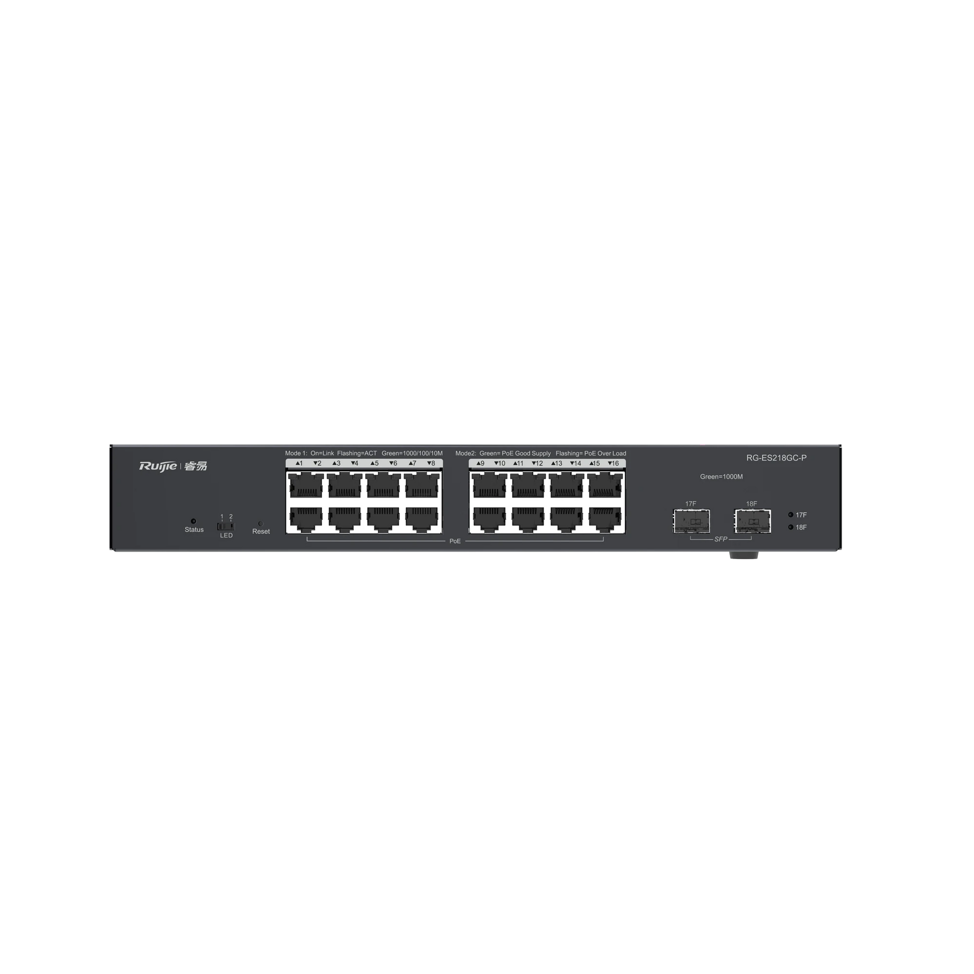SWITCH ADMINISTRABLE CLOUD 16 PUERTOS GIGABIT POE 802.3AF/AT 240W-Switches-RUIJIE-Bsai Seguridad & Controles