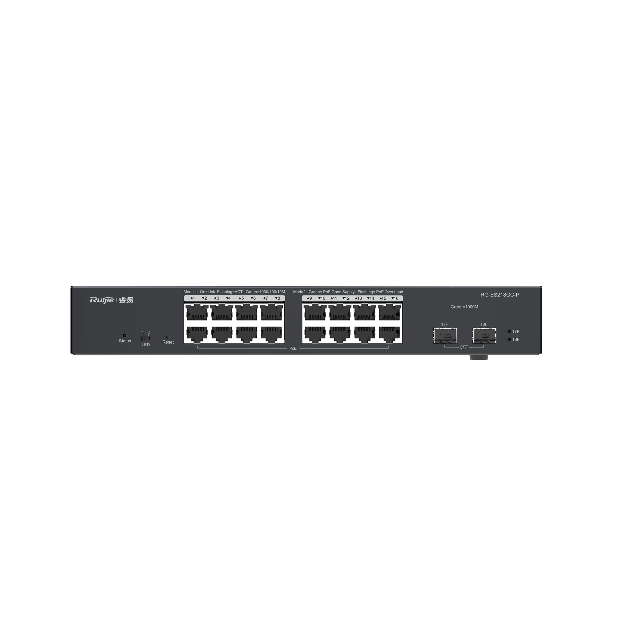 SWITCH ADMINISTRABLE CLOUD 16 PUERTOS GIGABIT POE 802.3AF/AT 240W-Switches-RUIJIE-Bsai Seguridad & Controles