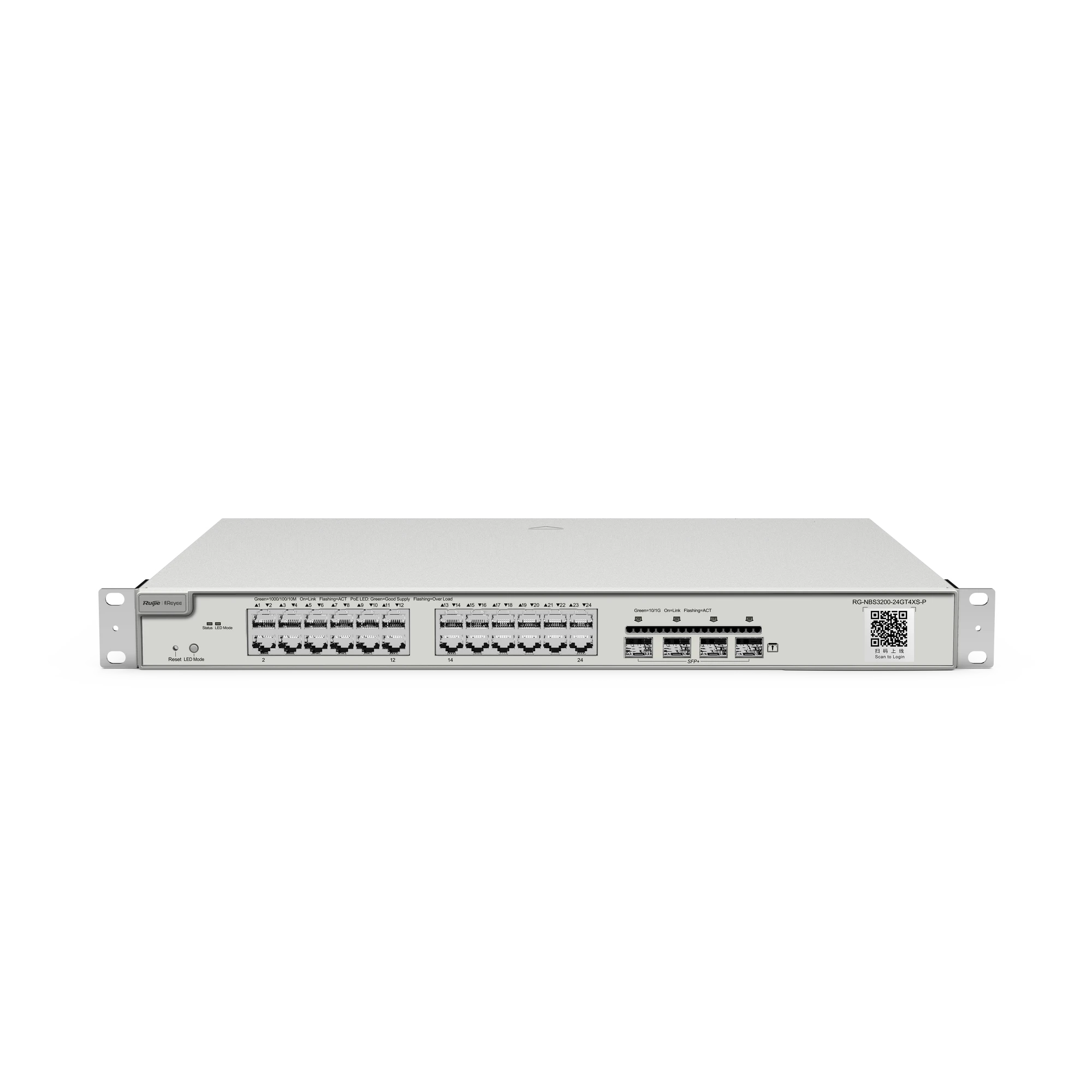 SWITCH ADMINISTRABLE CLOUD 24 PUERTOS GIGABIT POE 802.3AF/AT 370W-Switches-RUIJIE-Bsai Seguridad & Controles