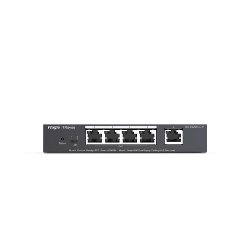 SWITCH ADMINISTRABLE CLOUD 5 PUERTOS GIGABIT POE 802.3AF/AT 54W-Switches-RUIJIE-RG-ES205GC-P-Bsai Seguridad & Controles