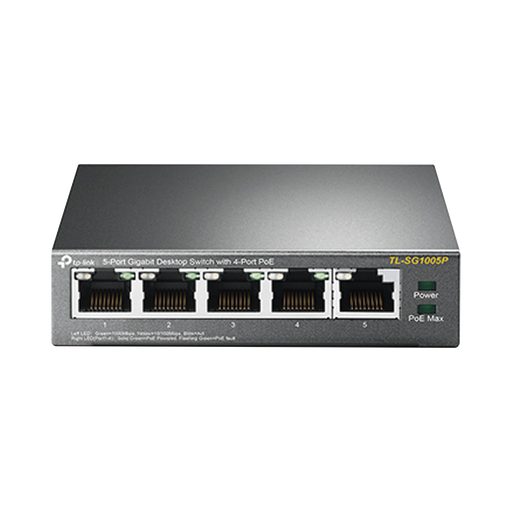 SWITCH POE GIGABIT DE 5 PUERTOS, CON 4 PUERTOS POE 802.3AF/AT DE HASTA 56 W-Switches-TP-LINK-TL-SG1005P-Bsai Seguridad & Controles