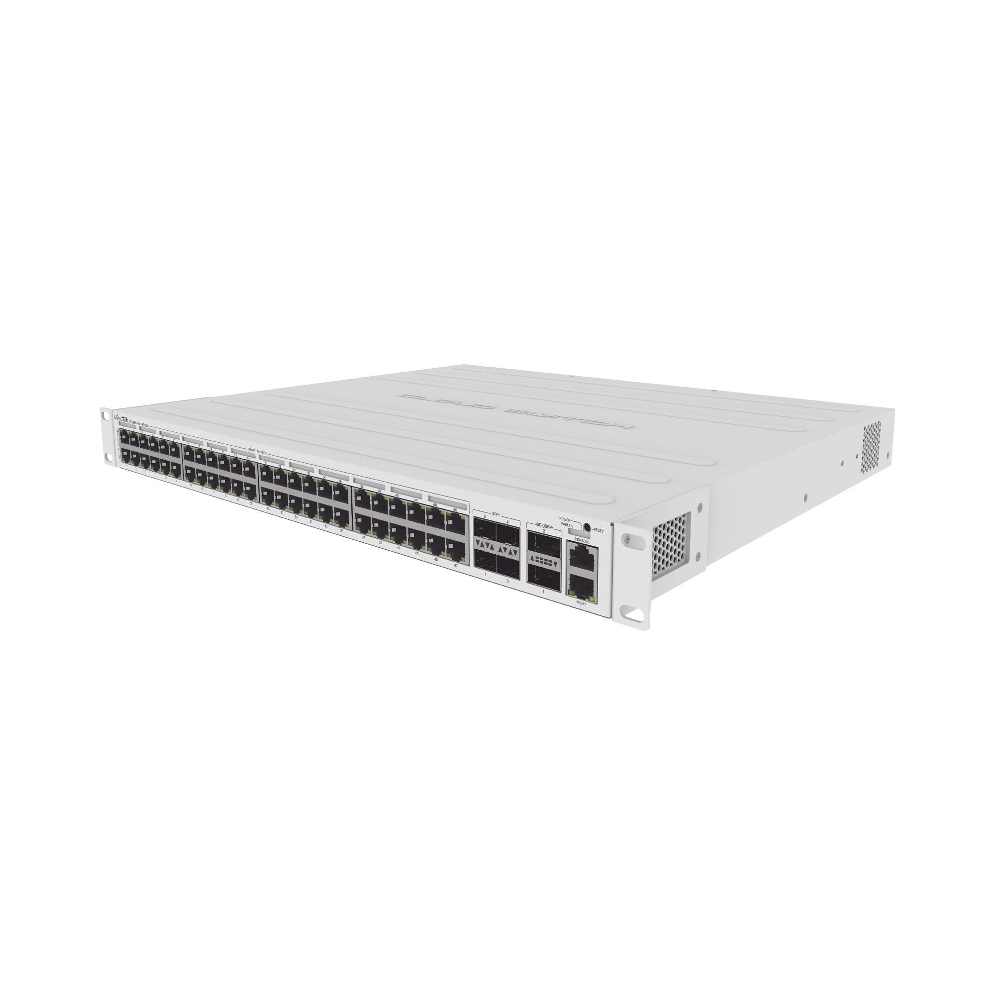 CLOUD ROUTER SWITCH 48 PUERTOS POE 802.3AF/AT GIGABIT, 4 PUERTOS SFP+ 10G, 2 PUERTOS QSFP+ 40G, MONTAJE EN RACK-Switches-MIKROTIK-Bsai Seguridad & Controles