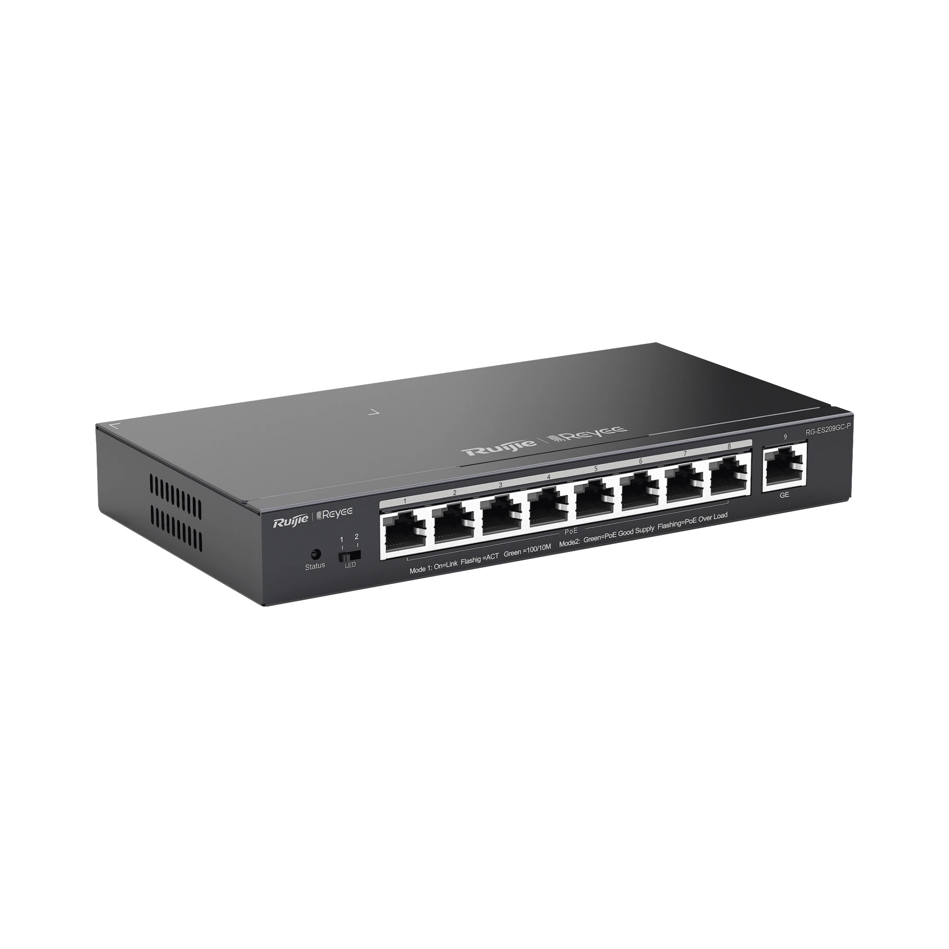 SWITCH ADMINISTRABLE 8 PUERTOS POE+ 802.3AF/AT GIGABIT, GESTIÓN GRATUITA DESDE LA NUBE, 120W-Networking-RUIJIE-Bsai Seguridad & Controles