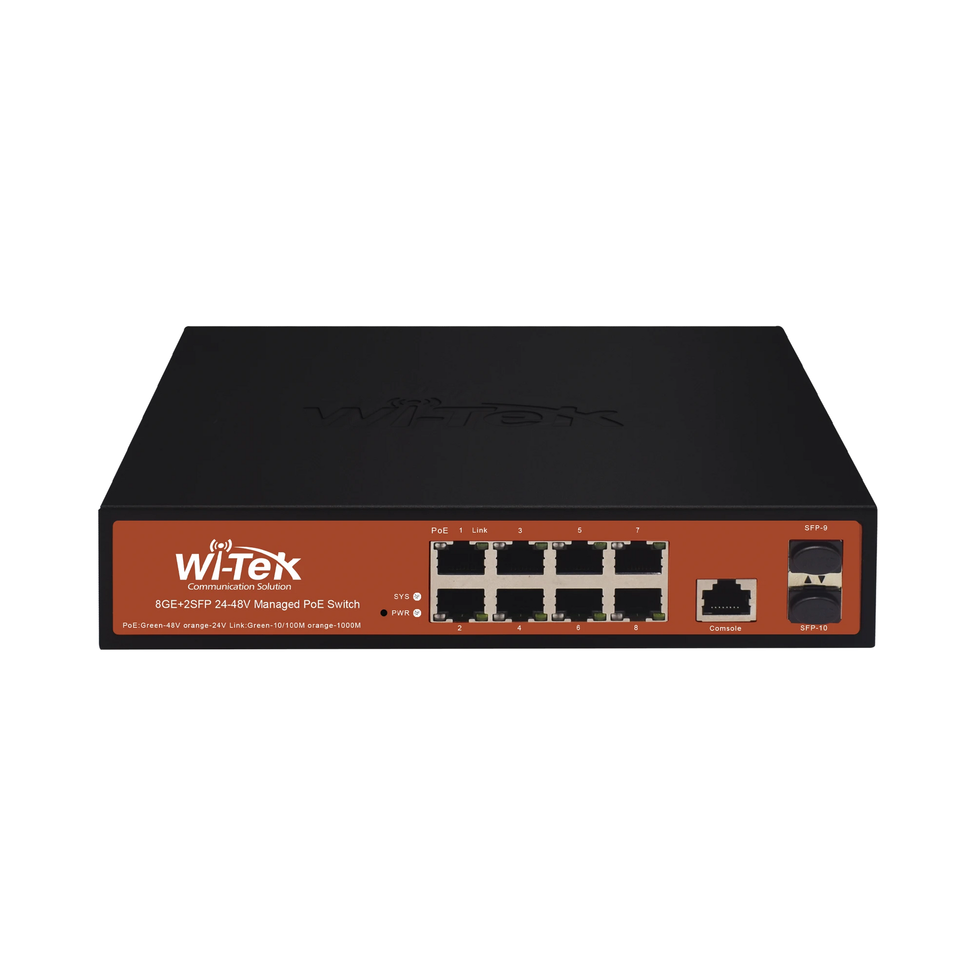 SWITCH ADMINISTRABLE DE 8 PUERTOS GIGABIT ETHERNET CON POE 802.3 AF/AT Y 24V PASIVO + 2 SFP GIGABIT, 150 W-Inyectores PoE-WI-TEK-Bsai Seguridad & Controles