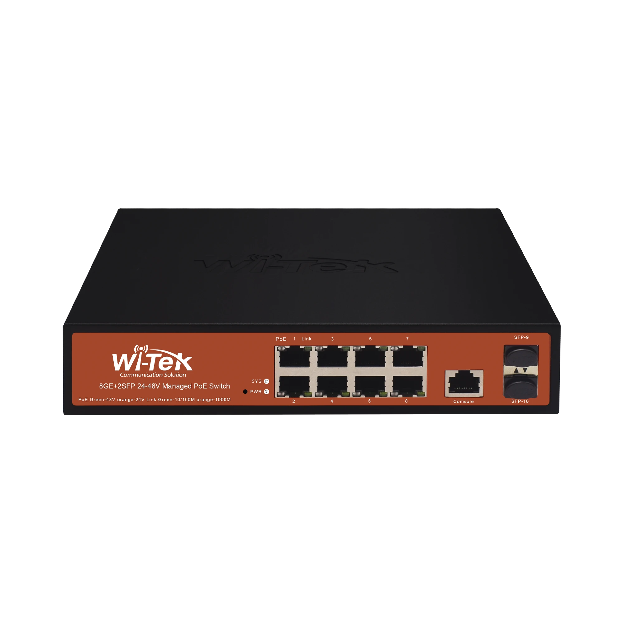 SWITCH ADMINISTRABLE DE 8 PUERTOS GIGABIT ETHERNET CON POE 802.3 AF/AT Y 24V PASIVO + 2 SFP GIGABIT, 150 W-Inyectores PoE-WI-TEK-Bsai Seguridad & Controles