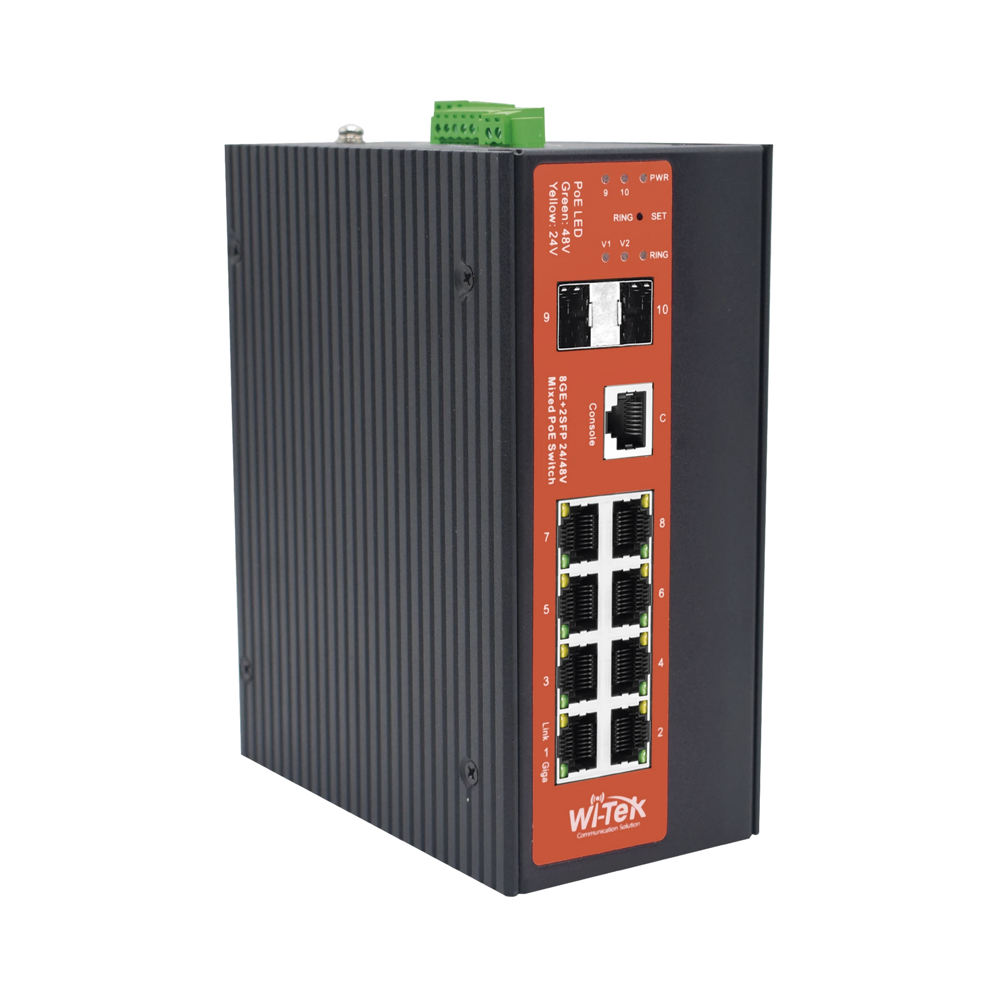 SWITCH INDUSTRIAL ADMINISTRABLE CON 2 PUERTOS POE BT Y 6 PUERTOS GIGABIT ETHERNET CON POE 802.3AF/AT Y 24V PASIVO + 2 SFP GIGABIT, 240 W-Inyectores PoE-WI-TEK-Bsai Seguridad & Controles