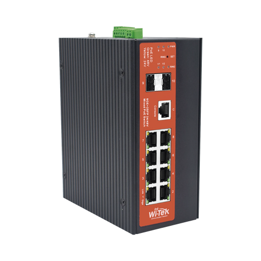 SWITCH INDUSTRIAL ADMINISTRABLE CON 2 PUERTOS POE BT Y 6 PUERTOS GIGABIT ETHERNET CON POE 802.3AF/AT Y 24V PASIVO + 2 SFP GIGABIT, 240 W-Inyectores PoE-WI-TEK-WI-PMS310GF-ALIEN-I-Bsai Seguridad & Controles