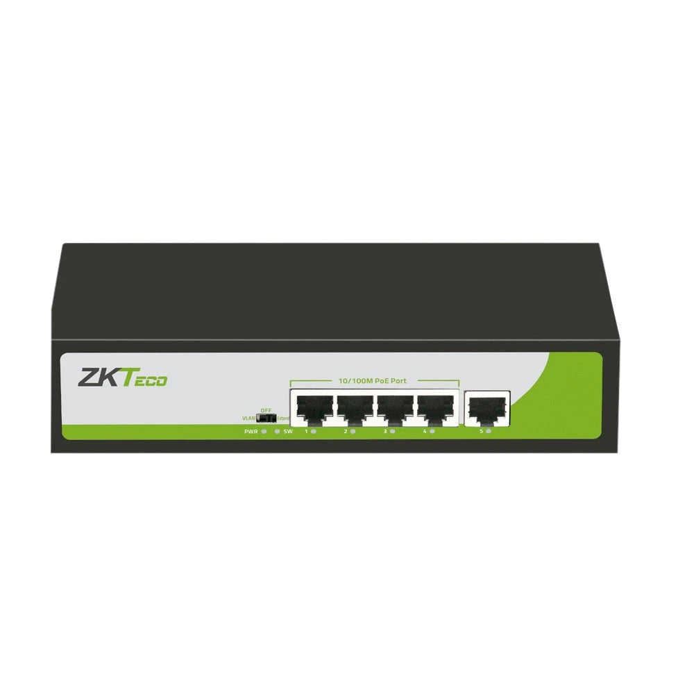 SWITCH ZKTECO PE041-55-C 4 PUERTOS RJ45 10/100 MBPS CON POE AF/AT + 1 PUERTO RJ45 100 MBPS NO ADMINISTRABLE COMPATIBLE CON CUALQUIER CAMARA IP POE SOPORTA HASTA 250M DE DISTANCIA SOBRE UTP CAT6-Switches PoE-ZKTECO-Bsai Seguridad & Controles