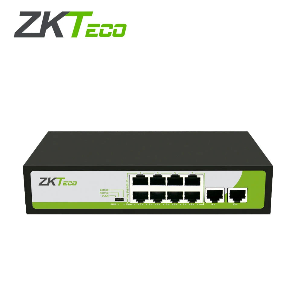 SWITCH ZKTECO PE082-120-C 8 PUERTOS RJ45 10/100 MBPS CON POE AF/AT + 2 PUERTO RJ45 100 MBPS NO ADMINISTRABLE ENERGIA TOTAL 150W COMPATIBLE CON CUALQUIER CAMARA IP POE SOPORTA HASTA 250M DE DISTANCIA SOBRE UTP CAT6-Switches PoE-ZKTECO-Bsai Seguridad & Controles