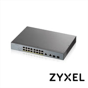 SWITCH ZYXEL GS1350-18HP 16 PUERTOS RJ45 100/1000 MBPS CON POE AF/AT + 2 PUERTOS SFP 1000 MBPS ADMINISTRABLE L2 COMPATIBLE CON NEBULA ENERGIA TOTAL 130W CON 16 PUERTOS POE EXTENDED-Switches PoE-ZYXEL-Bsai Seguridad & Controles