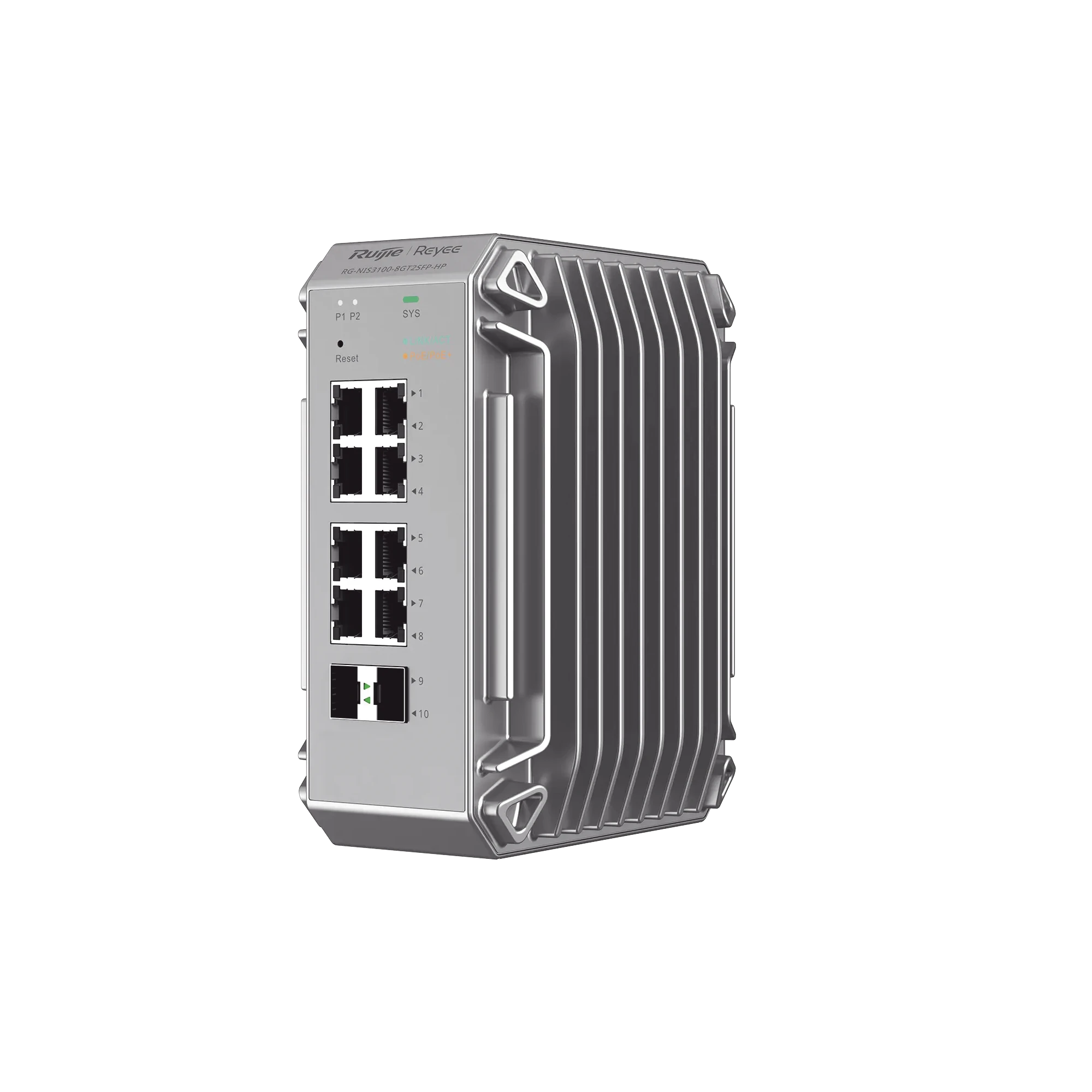 SWITCH ADMINISTRABLE POE CON 8 PUERTOS GIGABIT POE 802.3AF/AT + 2 SFP PARA FIBRA 1GB, GESTIÓN GRATUITA DESDE LA NUBE, 125W-Networking-RUIJIE-Bsai Seguridad & Controles