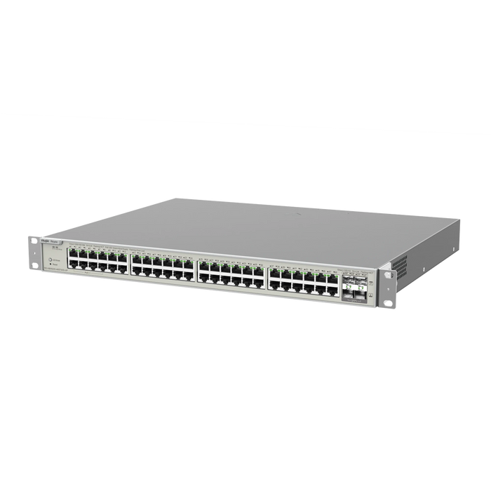 SWITCH ADMINISTRABLE CAPA 3 CON 48 PUERTOS GIGABIT POE 802.3AF/AT + 4 SFP+ PARA FIBRA 10GB, GESTIÓN GRATUITA DESDE LA NUBE, 740W-Networking-RUIJIE-RG-NBS5200-48GT4XS-UP-Bsai Seguridad & Controles