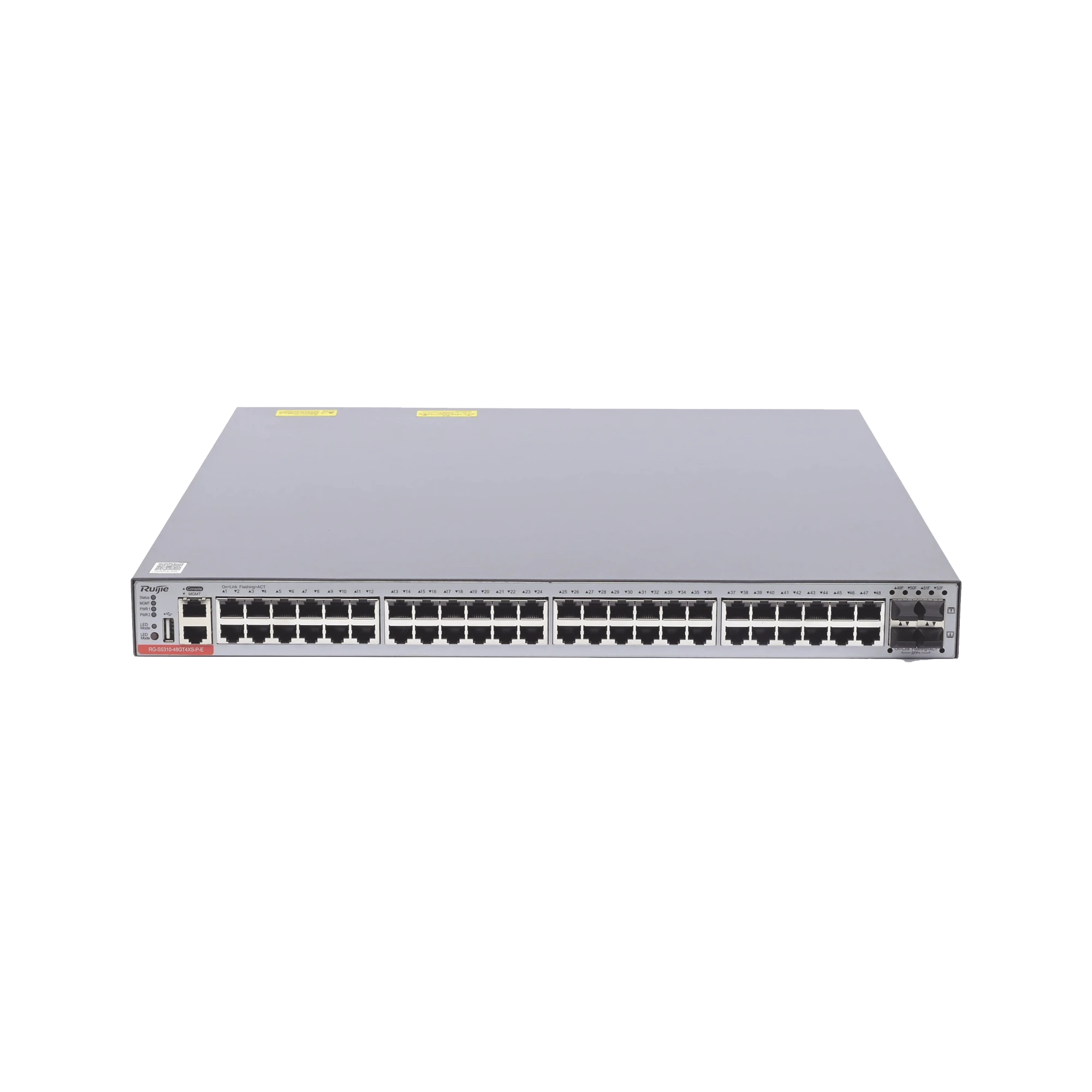 SWITCH ADMINISTRABLE CAPA 3 POE CON 48 PUERTOS GIGABIT 802.3AF/AT + 4 SFP+ PARA FIBRA 10GB, HASTA 1,480 WATTS, GESTIÓN GRATUITA DESDE LA NUBE.-Networking-RUIJIE-Bsai Seguridad & Controles