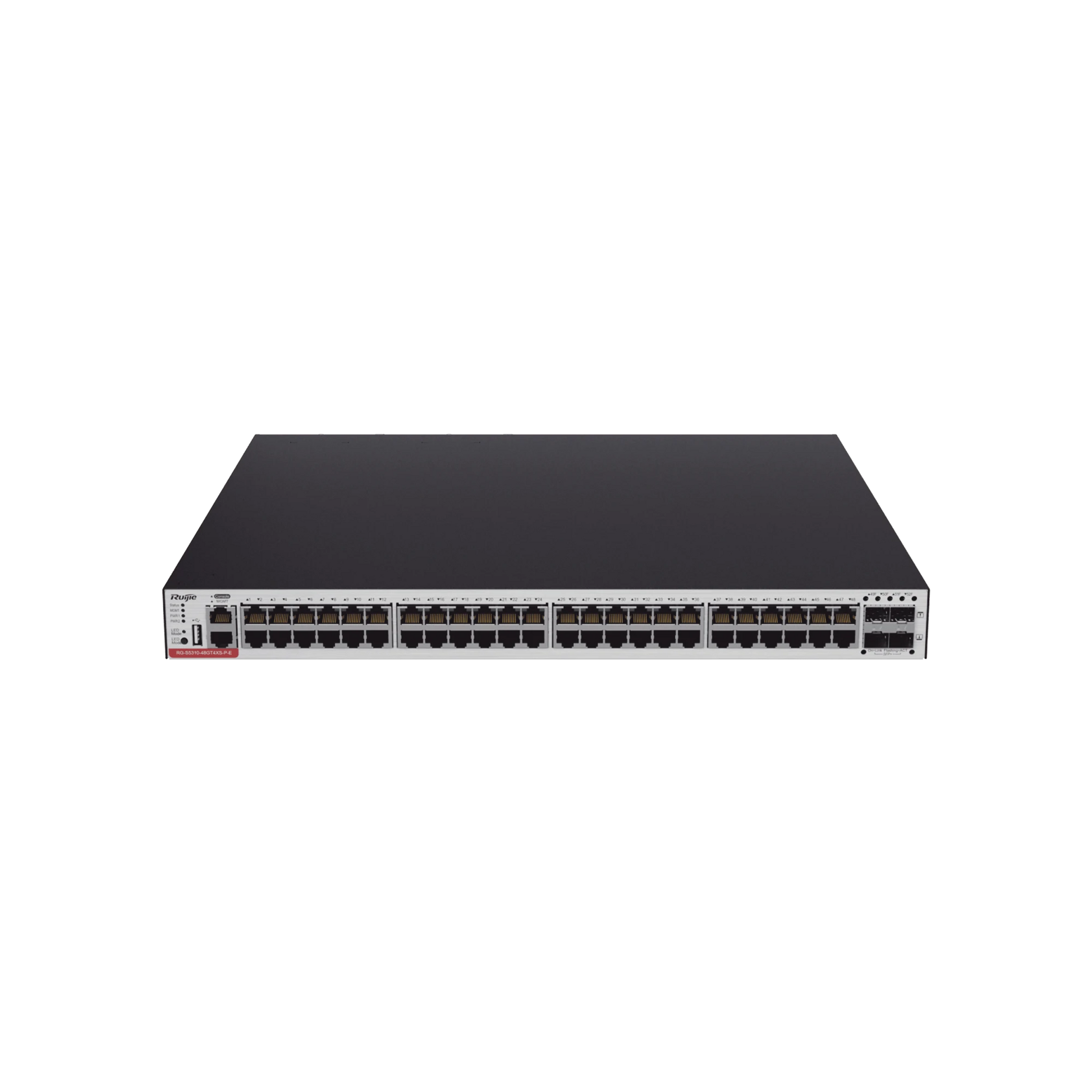 RG-CS83-48GT4XS-PD SWITCH ADMINISTRABLE CAPA 3 POE CON 48 PUERTOS GIGABIT 802.3AF/AT + 4 SFP+ PARA FIBRA 10GB, HASTA 1,480 WATTS, GESTIÓN GRATUITA DESDE LA NUBE.-Networking-RUIJIE-Bsai Seguridad & Controles