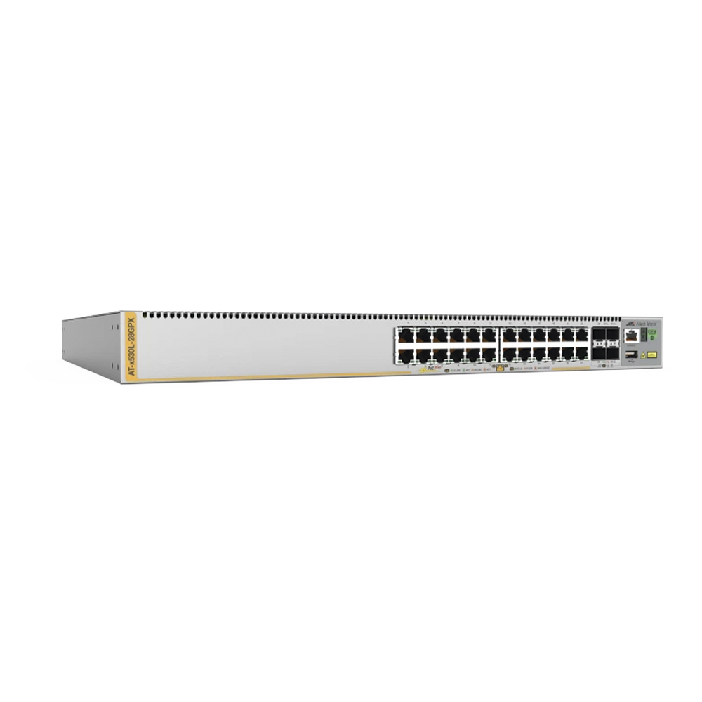 SWITCH L3 STACKABLE, 24X 10/100/1000-T POE+, 4X SFP+, FUENTE REDUNDANTE INTEGRADAS 740 WATTS (TAA COMPLIANT VERSION)-ALLIED TELESIS-Bsai Seguridad & Controles