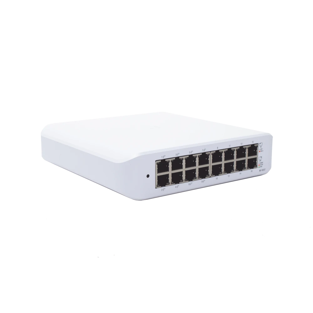 SWITCH UNIFI LITE ADMINISTRABLE POE DE 16 PUERTOS 10/100/1000 MBPS (8 PUERTOS 802.3AF/AT), 45 W-Switches-UBIQUITI-Bsai Seguridad & Controles
