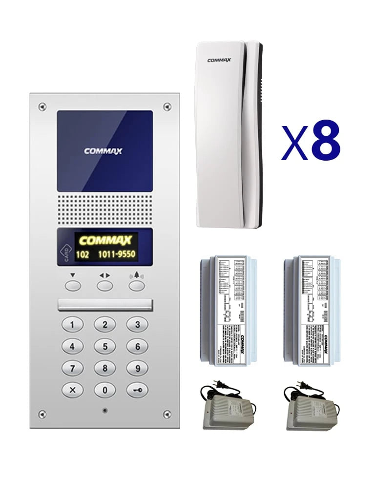 COMMAX AUDIOGATEPACK8 - PAQUETE DE AUDIOPORTERO PARA EDIFICIOS DEPARTAMENTALES/ INCLUYE FRENTE DE CALLE, 8 AURICULARES, 2 DISTRIBUIDORES CCU204AGF, 2 FUENTES DE 24 VDC / #AUDIOGATE-Audioporteros-COMMAX-Bsai Seguridad & Controles