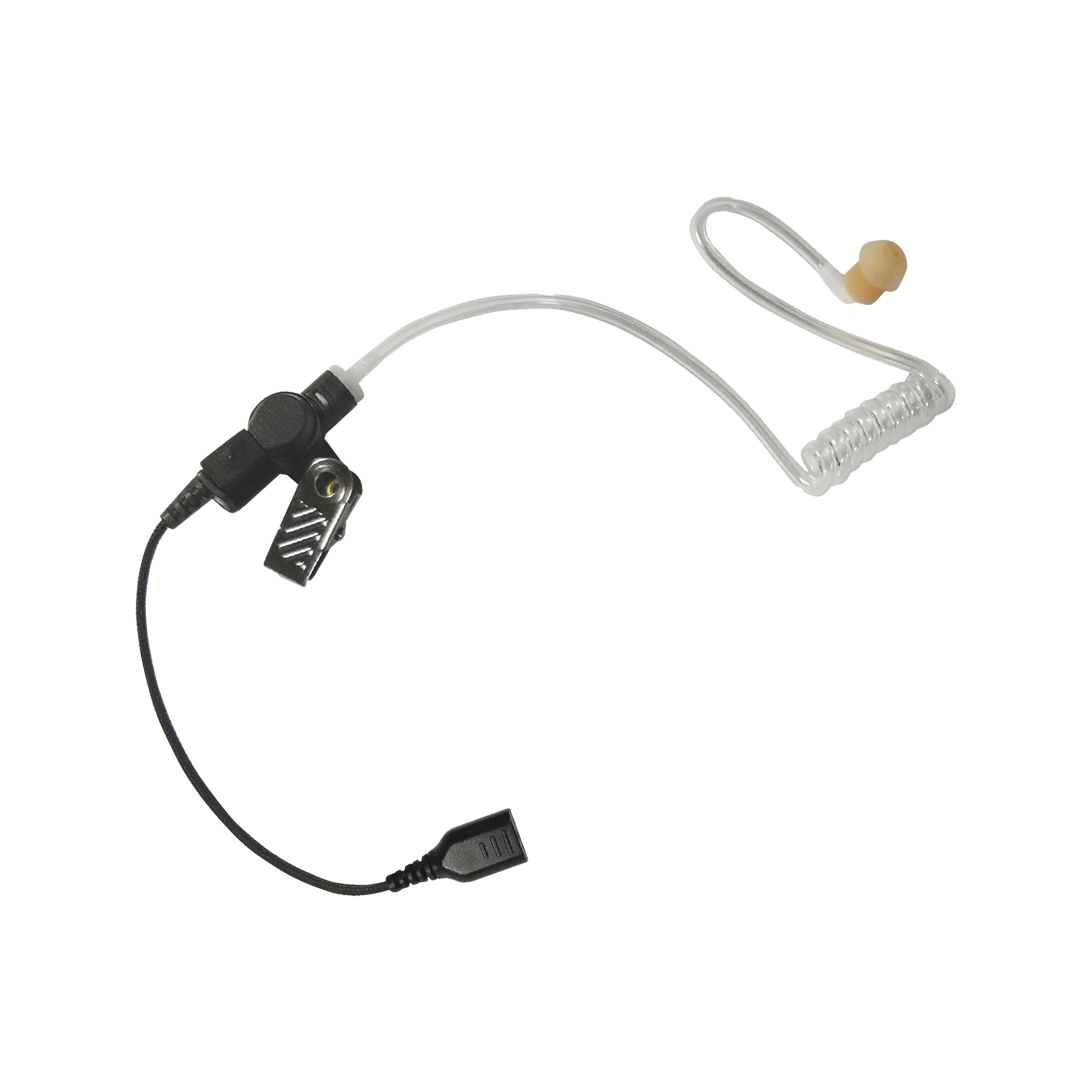 AURICULAR DE TUBO ACÚSTICO TRANSPARENTE CON CABLE DE FIBRA TRANZADA CON CONECTOR SNAP TIPO MIRAGE. REQUIERE MICRÓFONO DE SOLAPA DE 1 O 2 HILOS DE LA SERIE SNAP.-Accesorios para Hytera (HYT)-PRYME-Bsai Seguridad & Controles