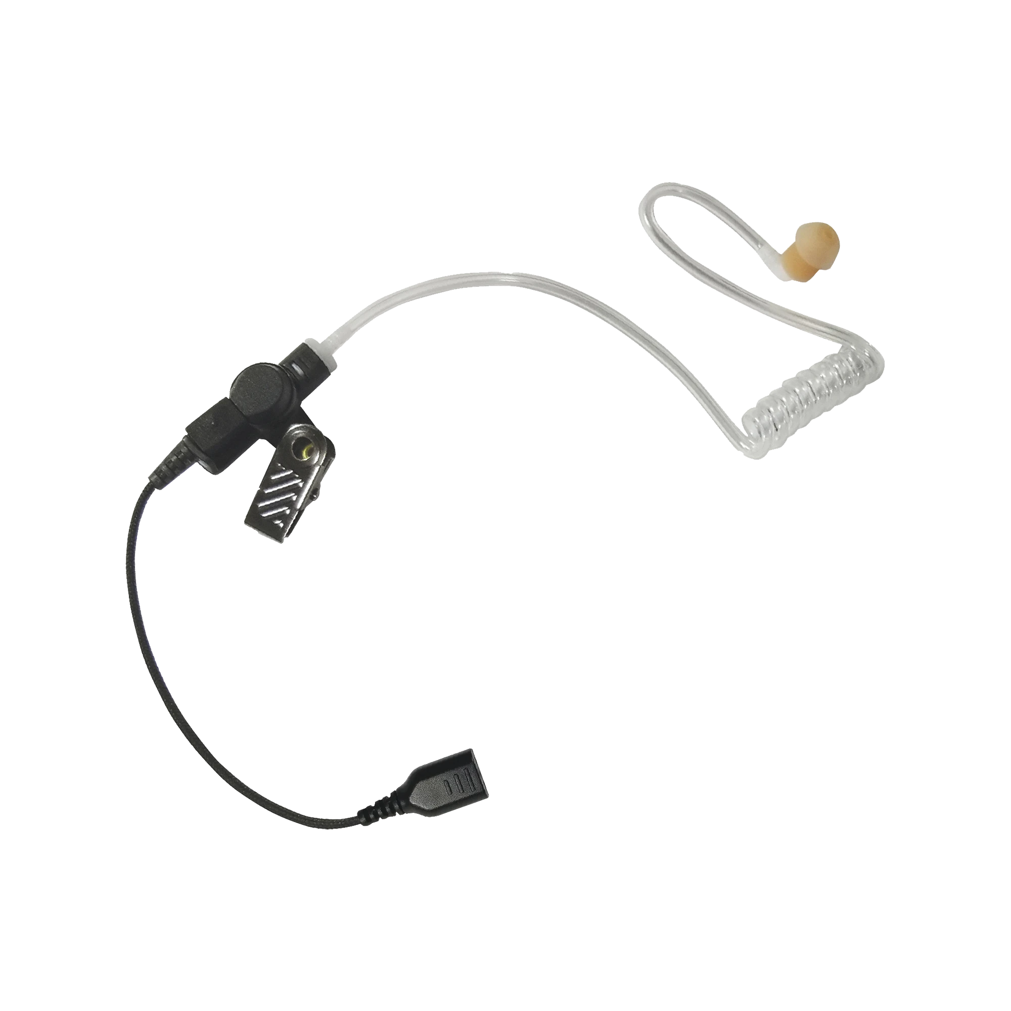 AURICULAR DE TUBO ACÚSTICO TRANSPARENTE CON CABLE DE FIBRA TRANZADA CON CONECTOR SNAP TIPO MIRAGE. REQUIERE MICRÓFONO DE SOLAPA DE 1 O 2 HILOS DE LA SERIE SNAP.-Accesorios para Hytera (HYT)-PRYME-Bsai Seguridad & Controles
