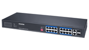 VIVOTEK AW-FGT-180P-250 - SWITCH POE NO ADMINISTRABLE CON 16 PUERTOS POE FE RJ45, 2 PUERTOS COMBO GE RJ45/SFP, 30W POR PUERTO, 250W TOTALES, MODO EXTENDIDO ADAPTABLE HASTA 250M, 7.2 GBPS Y PROTECCIÓN 6KV.